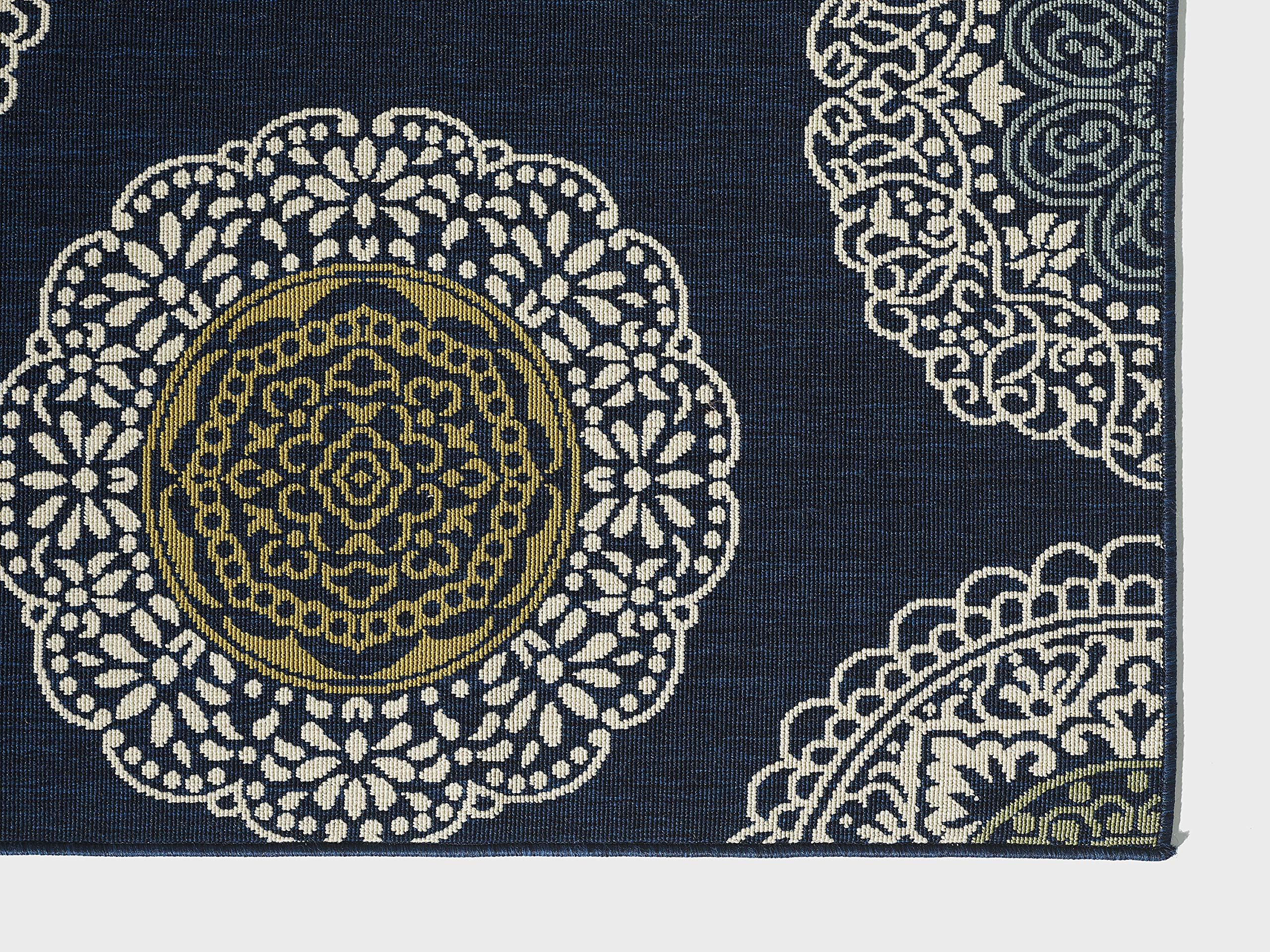 Havani Anshayo 2' x 3' Blue Medallion Indoor Outdoor Area Rug - Perfect for Living Room, Bedroom, Patio & Entryway Decor