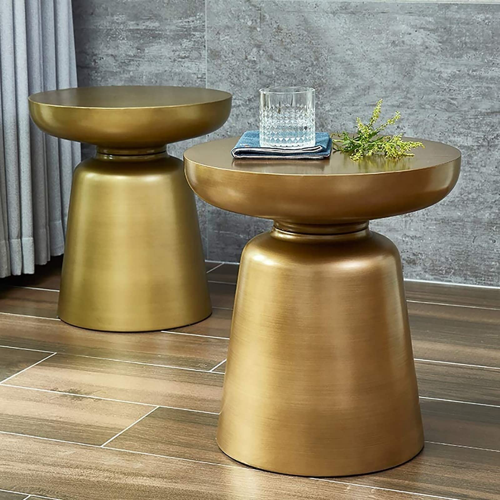 Luxury Metal Side Table - Modern Sofa & Bedside Table with Wheels, Small Coffee Table for Living Room & Bedroom, Movable Corner Table (Φ40X43CM, Gold) - Perfect for Reading Nook, Nightstand & Home Decor