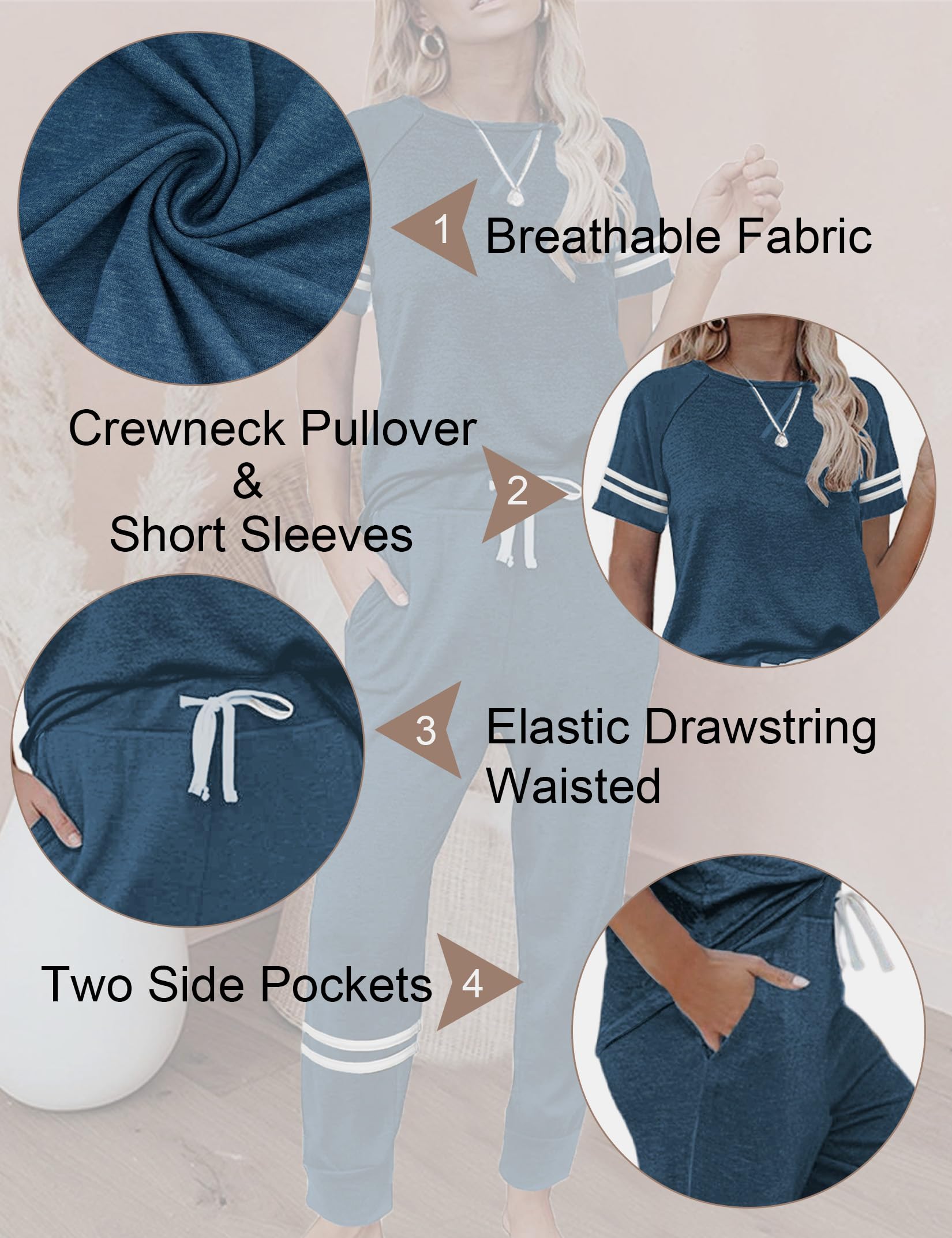 Women's 2-Piece Loungewear Set - Soft Long Sleeve Top & Jogger Sweatpants | Cozy Lounge Outfit for Yoga, Home Wear & Relaxation | Matching Pajama Set for Women