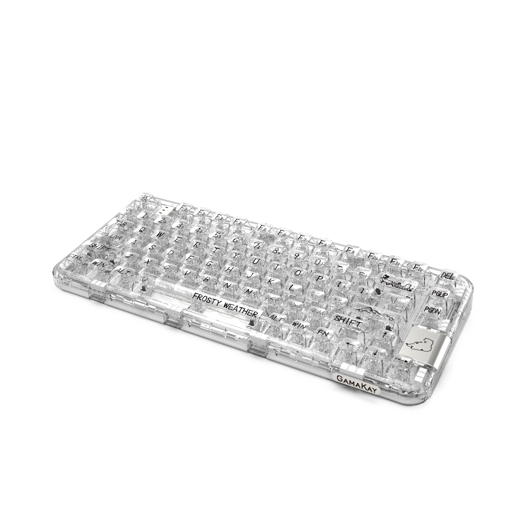 GK GAMAKAY GK75 75% RGB Transparent Gasket Mechanical Keyboard - Bluetooth/USB-C Wired/2.4GHz Wireless, 80 Keys Hot Swappable, KSA Profile PBT Keycaps for Gaming & Typing - Compatible with Windows & Mac (GamaKay Crystal Switch) - Perfect for Esports, Office Work & Content Creation