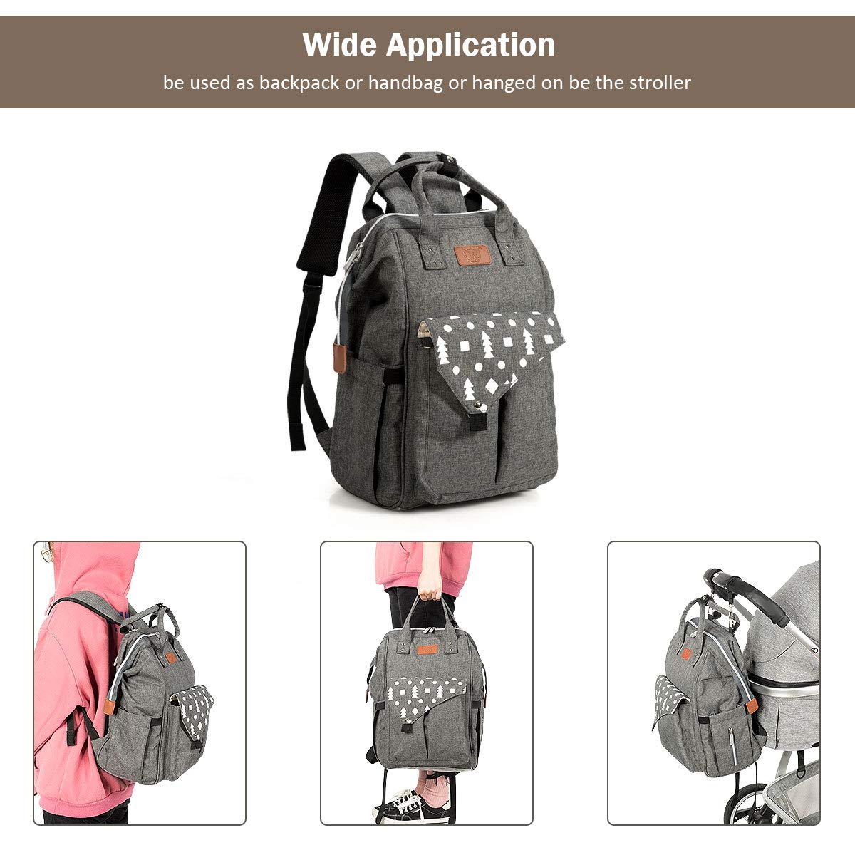 BABY JOY Waterproof Diaper Backpack - Large Capacity Multifunctional Baby Bag with Stroller Straps, Changing Pad & USB Charging Port - Perfect for Travel, Maternity & Everyday Baby Care (Gray)