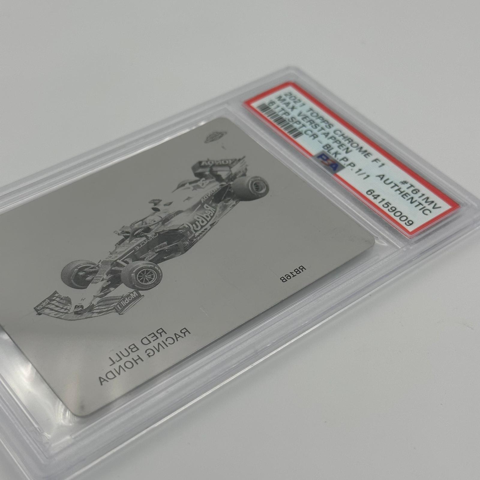 Authentic PSA Certified 1/1 Max Verstappen 1961 Topps Sports Cars #T61MV Black Printing Plate - Rare Collectible for Formula 1 Fans & Racing Memorabilia Enthusiasts