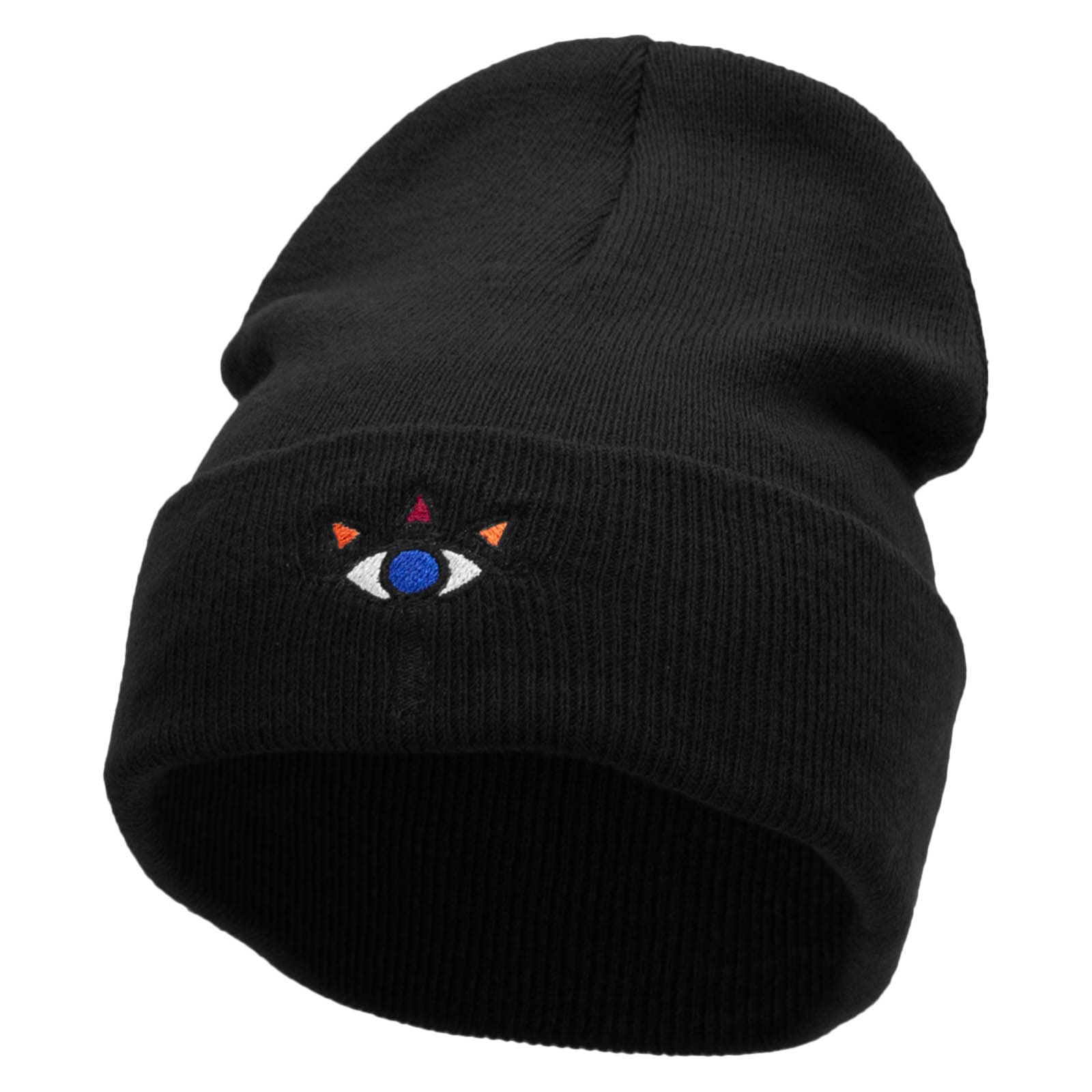 Eye Crest Embroidered 12 Inch Long Knitted Beanie - Winter Warm Hat for Men & Women - Perfect for Skiing, Snowboarding & Outdoor Activities