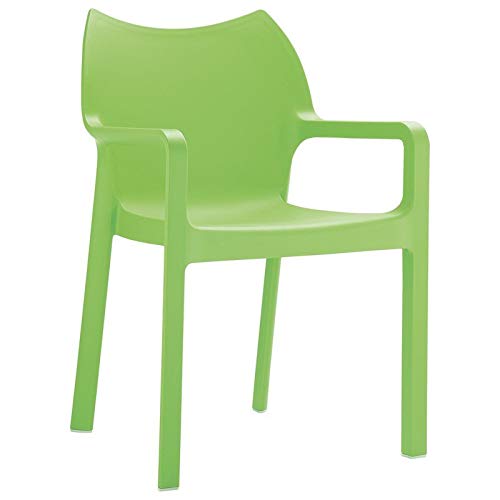 Compamia Diva Resin Outdoor Patio Dining Arm Chair Set of 4 - Tropical Green Weather-Resistant Garden Chairs for Poolside, Backyard, and Restaurant Seating