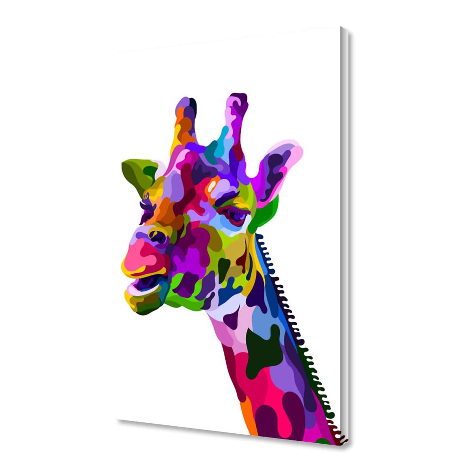 Colorful Giraffe Pop Art Wooden Framed Canvas Print - Modern Oil Painting Wall Decor 28x42in (70x105cm) for Living Room, Bedroom & Office | Large-Scale Contemporary Artwork for Home & Office Decoration