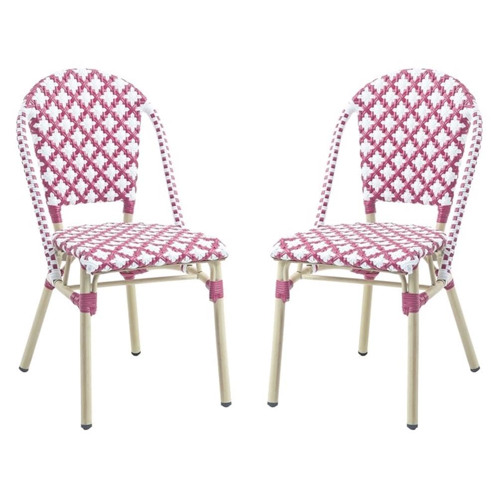 Furniture of America Misea Transitional Aluminum Patio Chairs - Pink Outdoor Dining Set of 2 - Perfect for Garden, Poolside & Backyard Relaxation