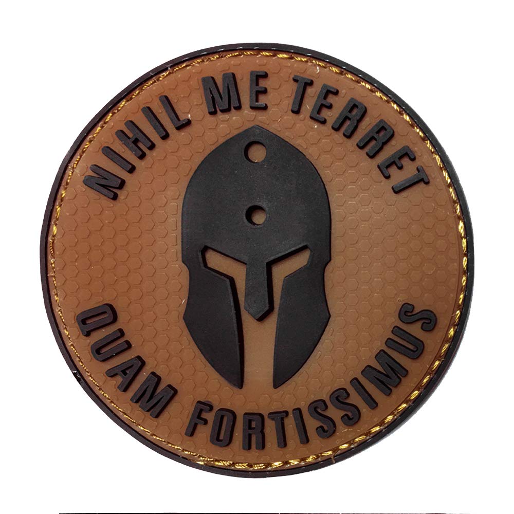 Nihil ME Terret PVC Patch - 3D Rubber Spartan Army Military Hook & Loop Morale Patch - Tactical Emblem Applique Combat Badge (Brown) - Perfect for Tactical Vests, Backpacks & Military Gear Customization