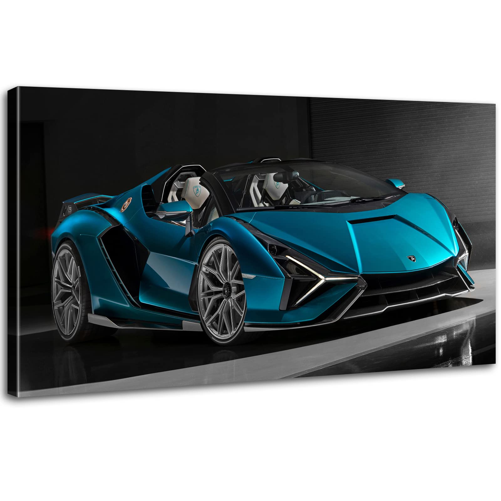 Lamborghini Aventador Blue Sports Car Wall Art Poster - Supercar Canvas Picture Decor for Boys Room, Living Room, Bedroom & Office - 30x60 Inch Lamborghini Wall Decor - Perfect for Car Enthusiasts & Modern Home Decoration
