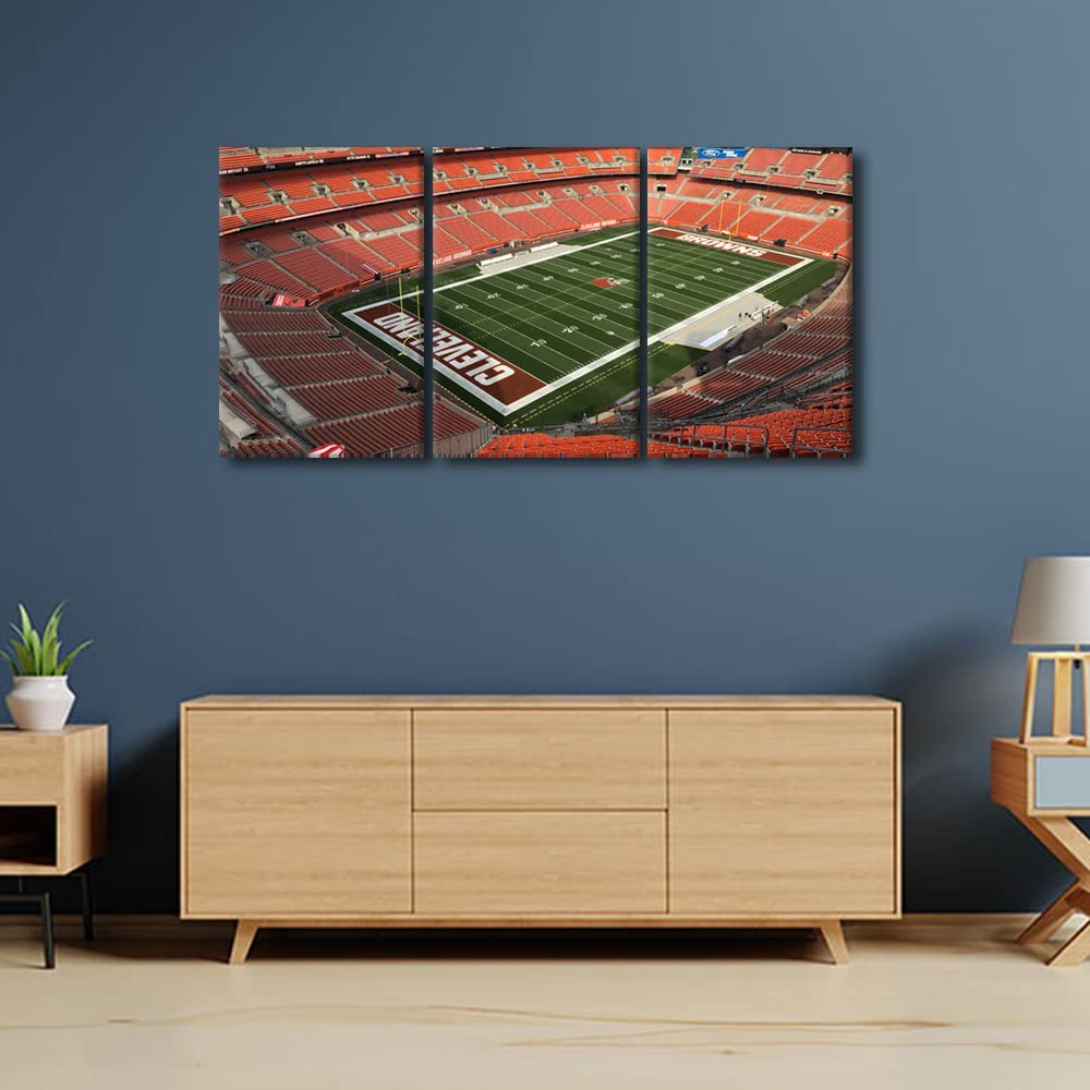 TUMOVO Large Football Canvas Wall Art - Cleveland Browns Team Picture, First Energy Stadium Poster for Home Decor, Ready to Hang (72