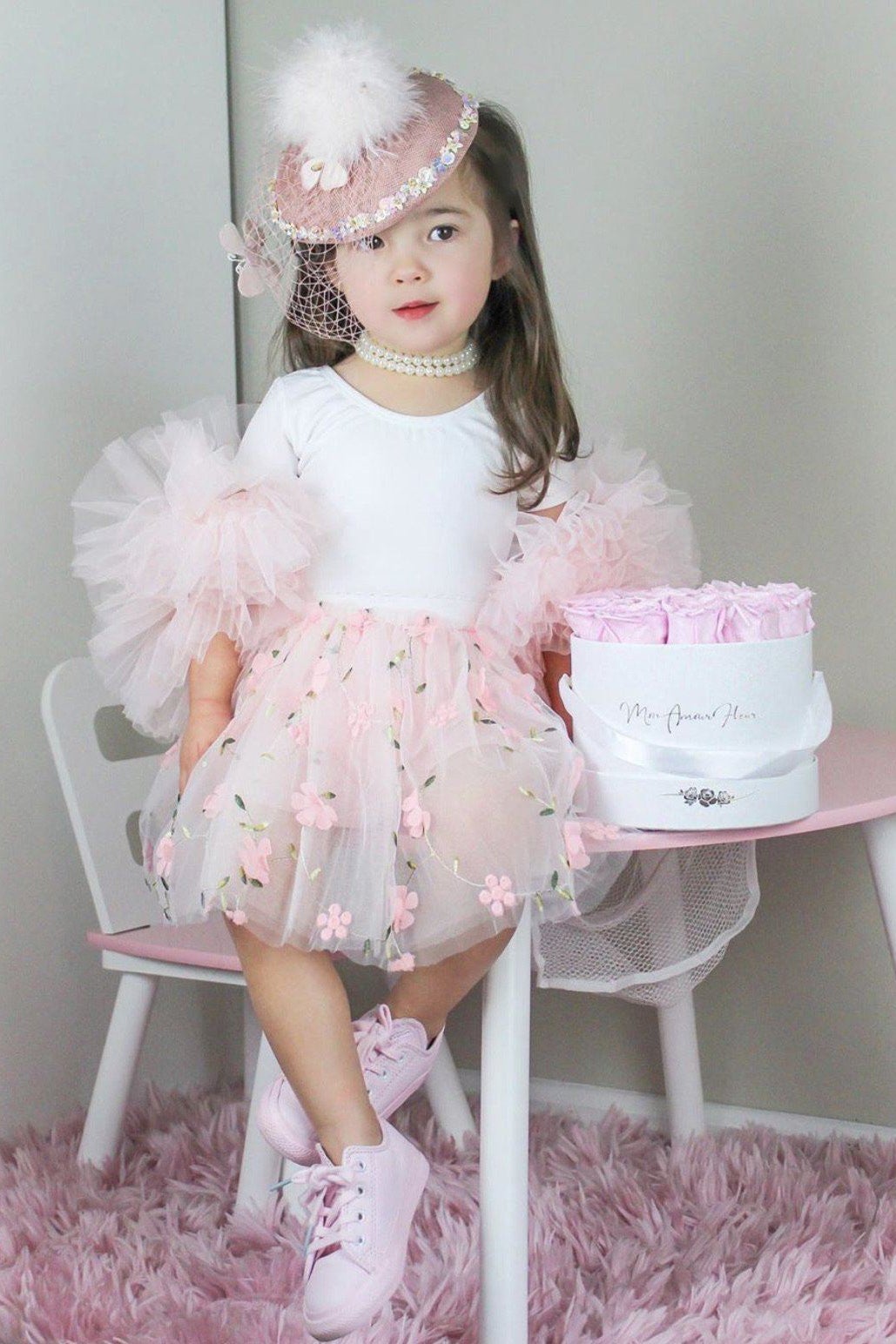 Floral Tutu Skirt for Girls - Elegant Ballet Skirt with Soft Tulle Layers - Perfect for Dance Recitals, Birthday Parties & Photo Shoots