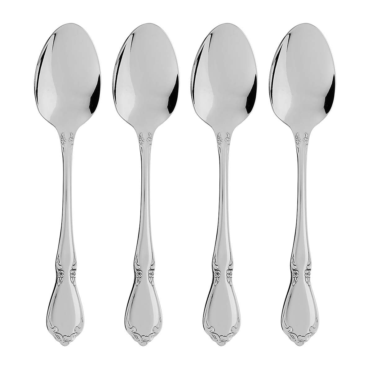Chateau Elegant Stainless Steel Teaspoon Set of 4 - Perfect for Tea Parties, Coffee Service & Fine Dining