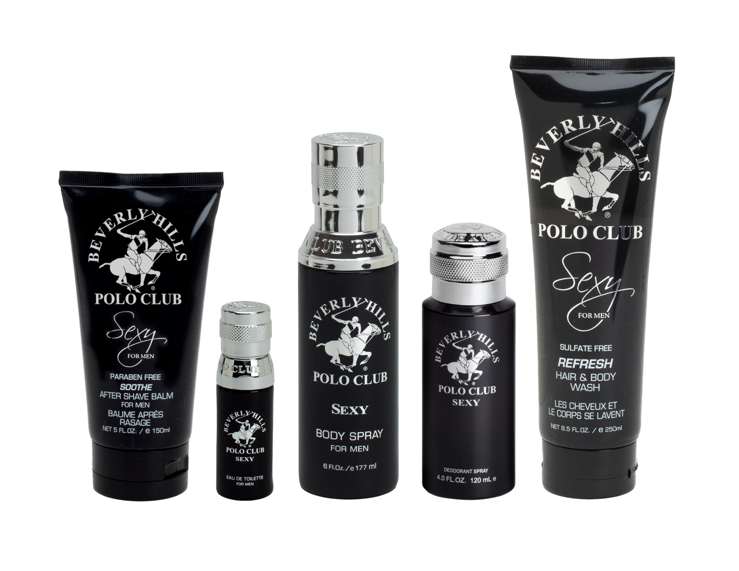 Beverly Hills Polo Club BHPC Cologne Gift Set for Men - 5 Piece Eau de Toilette, Body Spray, Deodorant, Body Wash & Aftershave Fragrance Set | Premium Men's Grooming Kit for Daily Use, Date Night & Special Occasions