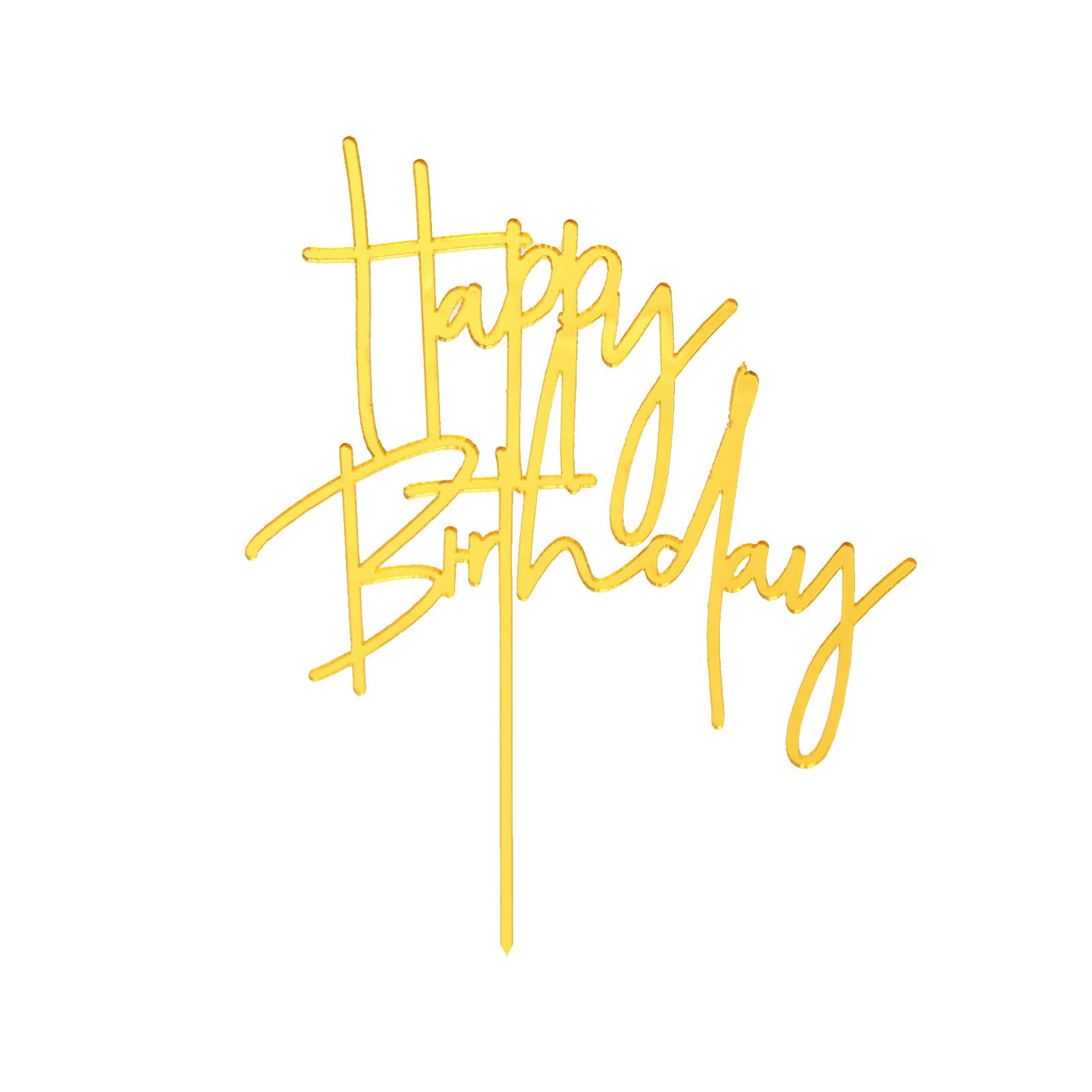 Gold DIY Happy Birthday Cake Topper - Acrylic Birthday Cake Sign for Party Decorations & Supplies (Gold) | Perfect for Birthday Cakes, Cupcakes, and Dessert Table Decor
