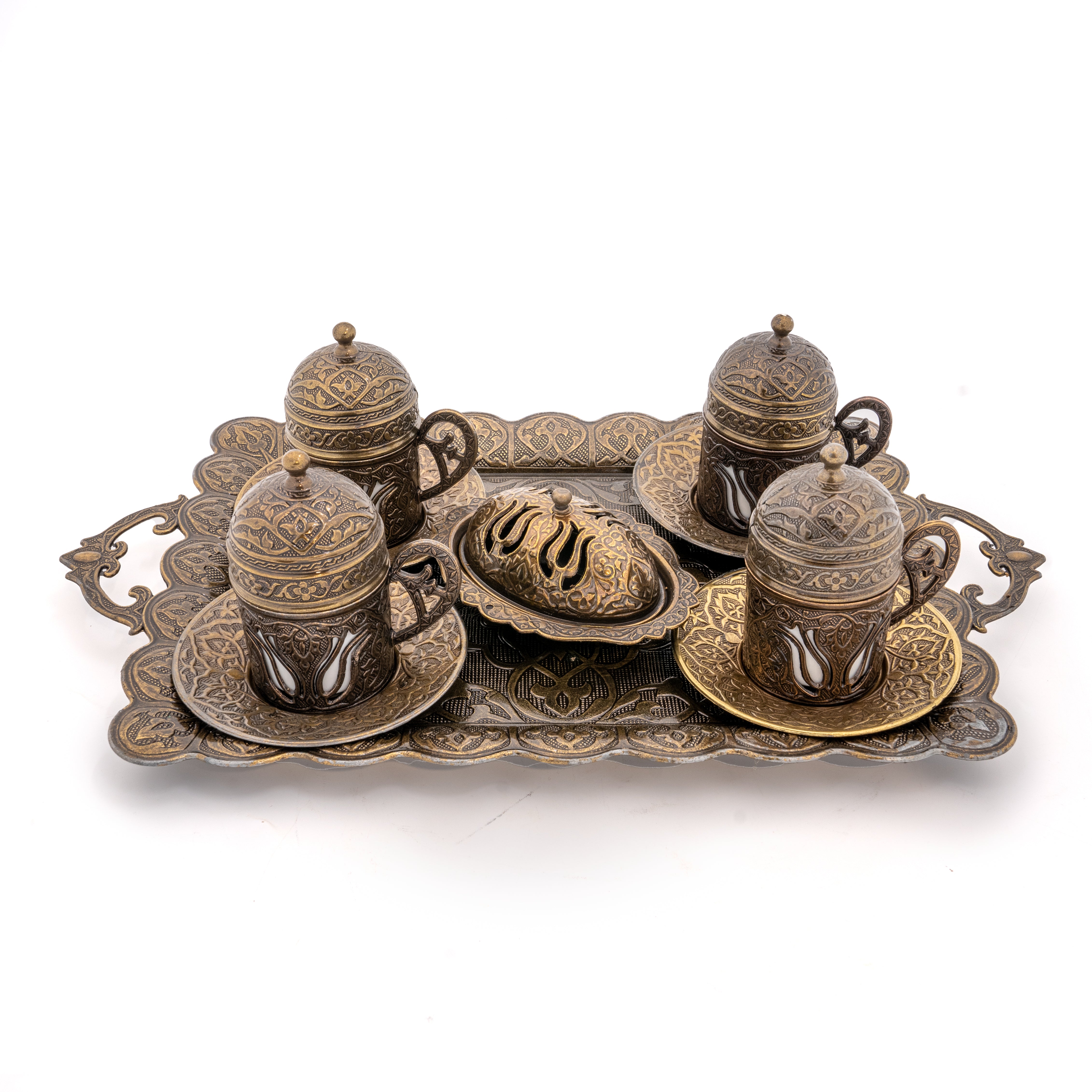Vintage Turkish Coffee Set - Authentic Handmade Copper Pot & Cups - Traditional Ottoman Style for Home & Gifting | Perfect for Coffee Lovers & Cultural Enthusiasts | Use for Turkish Coffee Ceremonies, Home Decor, or Unique Gift Ideas