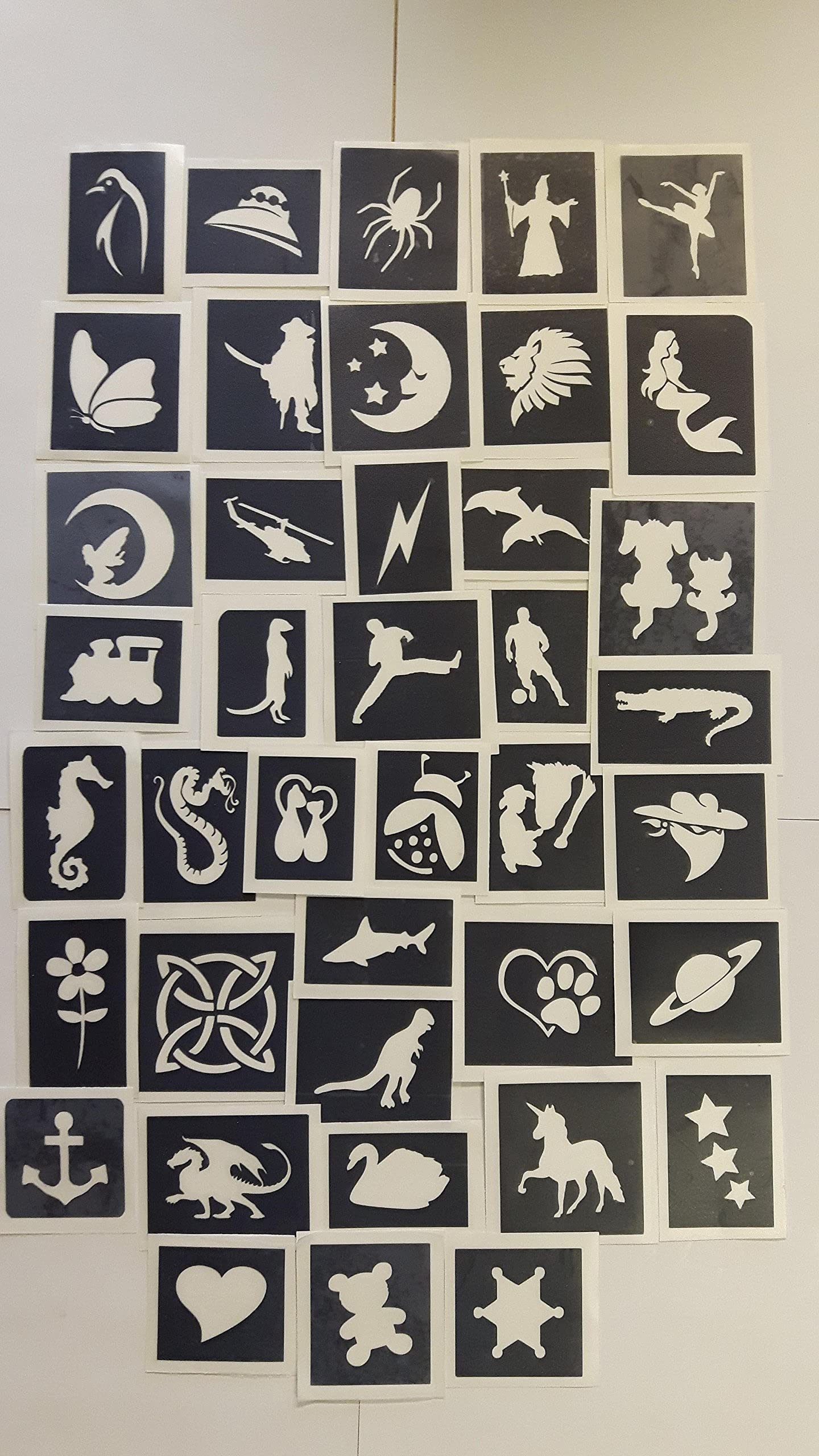 100 Premium Tattoo Stencils for Glitter Tattoos, Airbrush Tattoos & Face Painting - Reusable Body Art Templates for Kids & Adults - Perfect for Parties, Festivals, Halloween & DIY Body Art