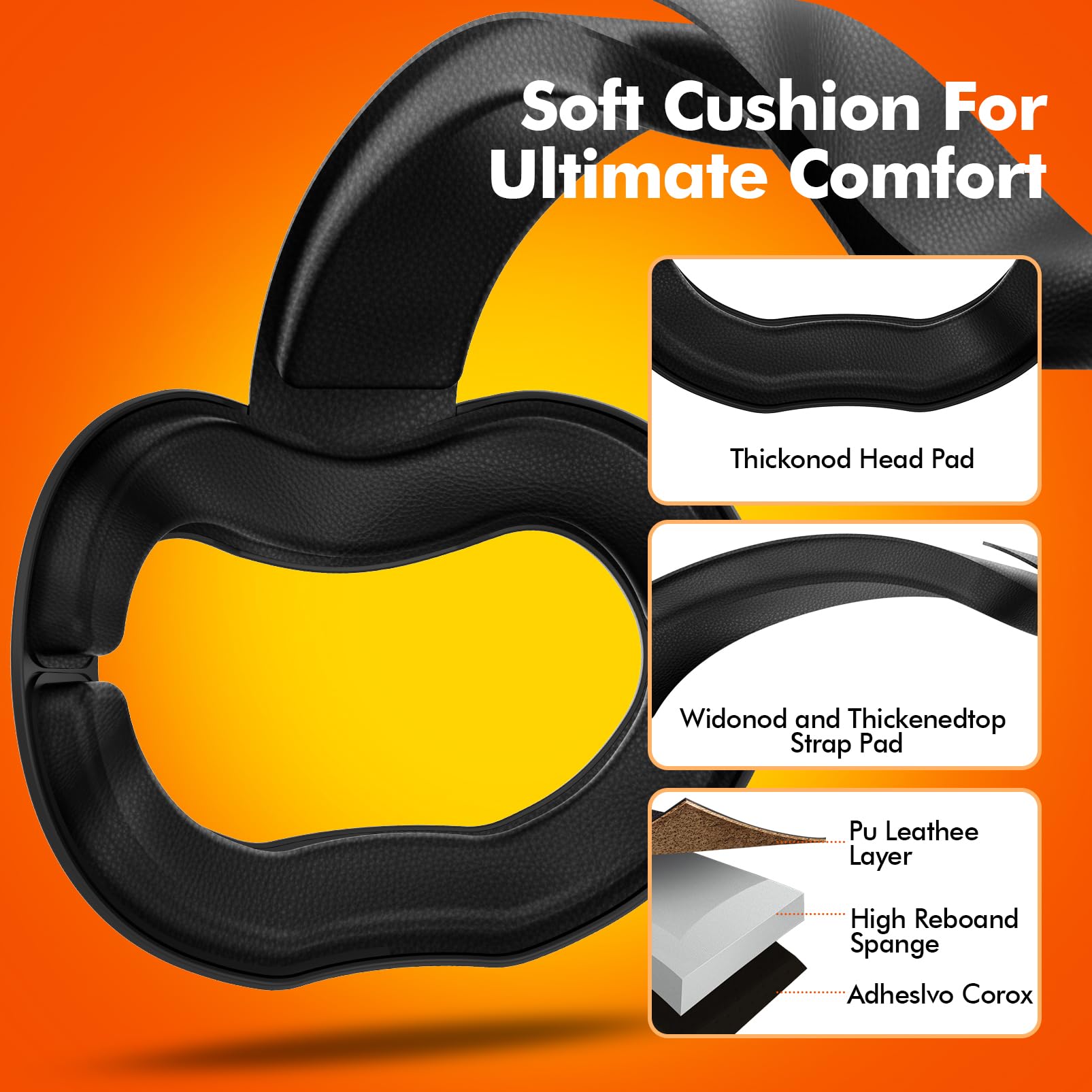 Meta Quest 3 & Quest 3S Elite Replacement Head Strap - Comfortable Adjustable VR Headset Accessory for Extended Gaming & Virtual Reality Experiences