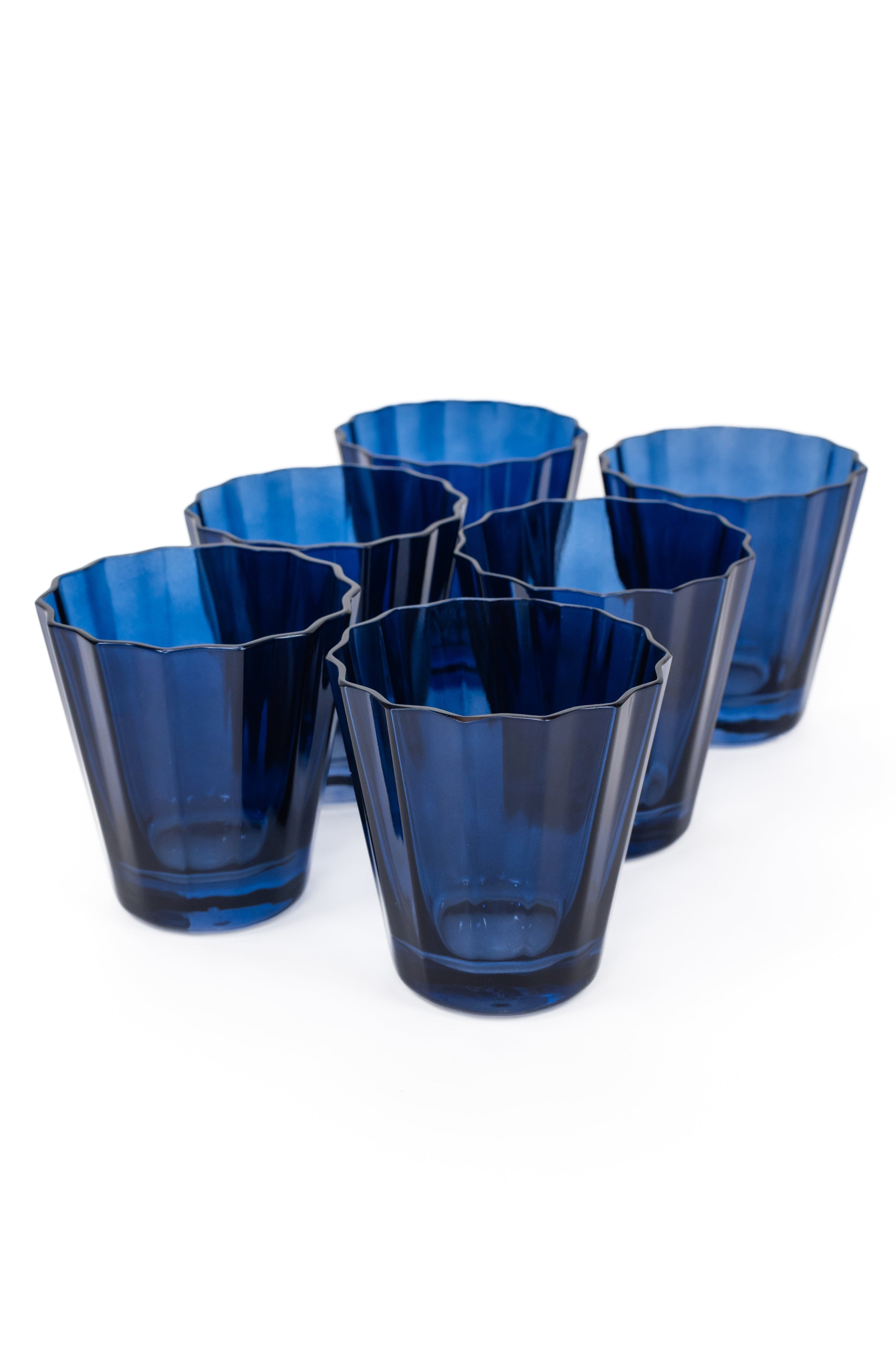 Estelle Colored Sunday Lowball Glasses - Set of 6 (Midnight Blue) | Elegant Cocktail & Whiskey Drinking Glasses for Home Bar, Party & Entertaining