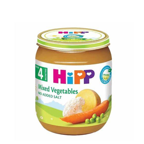 Organic HiPP Mixed Vegetable Baby Food Puree - 125g (4.4oz) | No Added Sugar, Gluten-Free | Ideal for Babies 4+ Months | Healthy Homemade-Style Baby Meal | EXP:06/30/26 | Perfect for On-the-Go Feeding & Travel