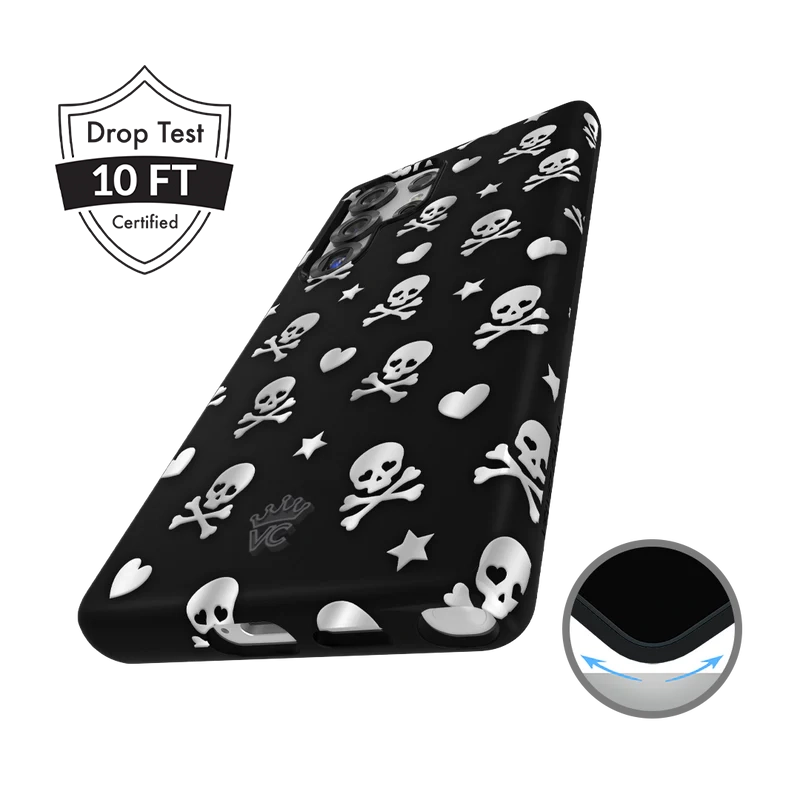 Stylish Chrome Skull Design Samsung Phone Case - Durable Protection for Galaxy S21/S20/Note 20 - Perfect for Halloween, Gothic Fashion & Motorcycle Enthusiasts