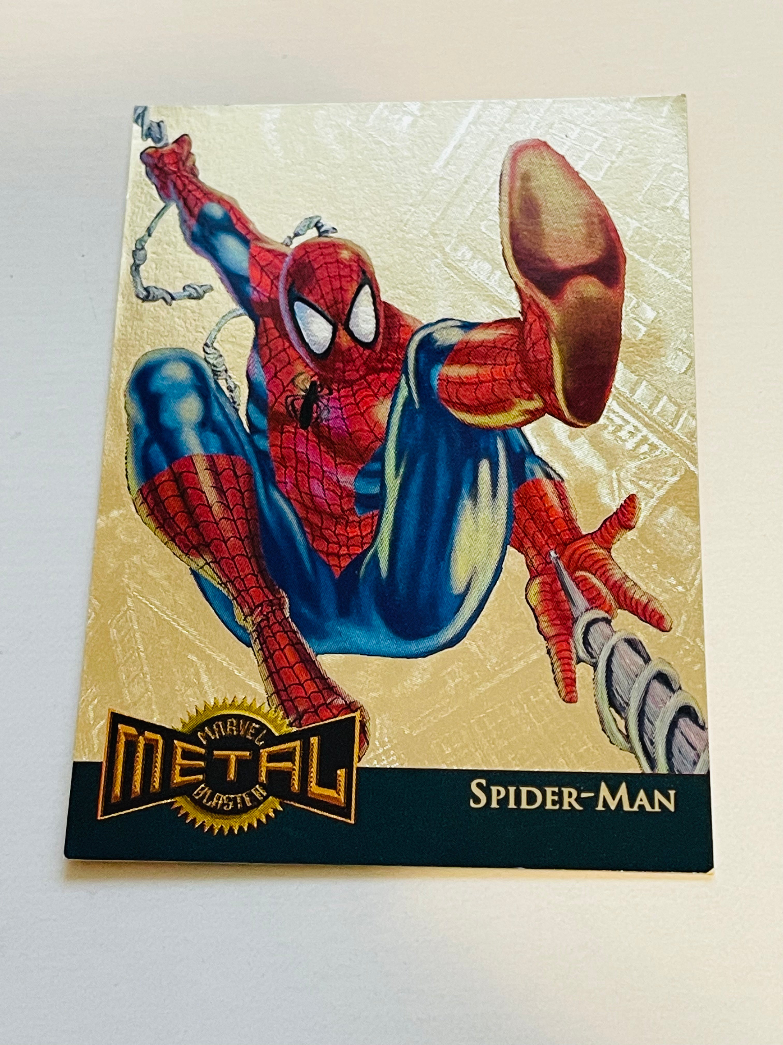 1995 Marvel Spider-Man Gold Metal Blaster Insert Card - Rare Collectible for Superhero Fans & Comic Book Enthusiasts | Perfect for Display, Trading, and Nostalgic Gift Giving