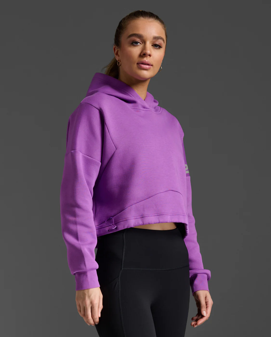 Form Spliced Crop Hoodie Thistle - Trendy Women's Fashion Hooded Sweatshirt for Casual Wear & Street Style Outfits