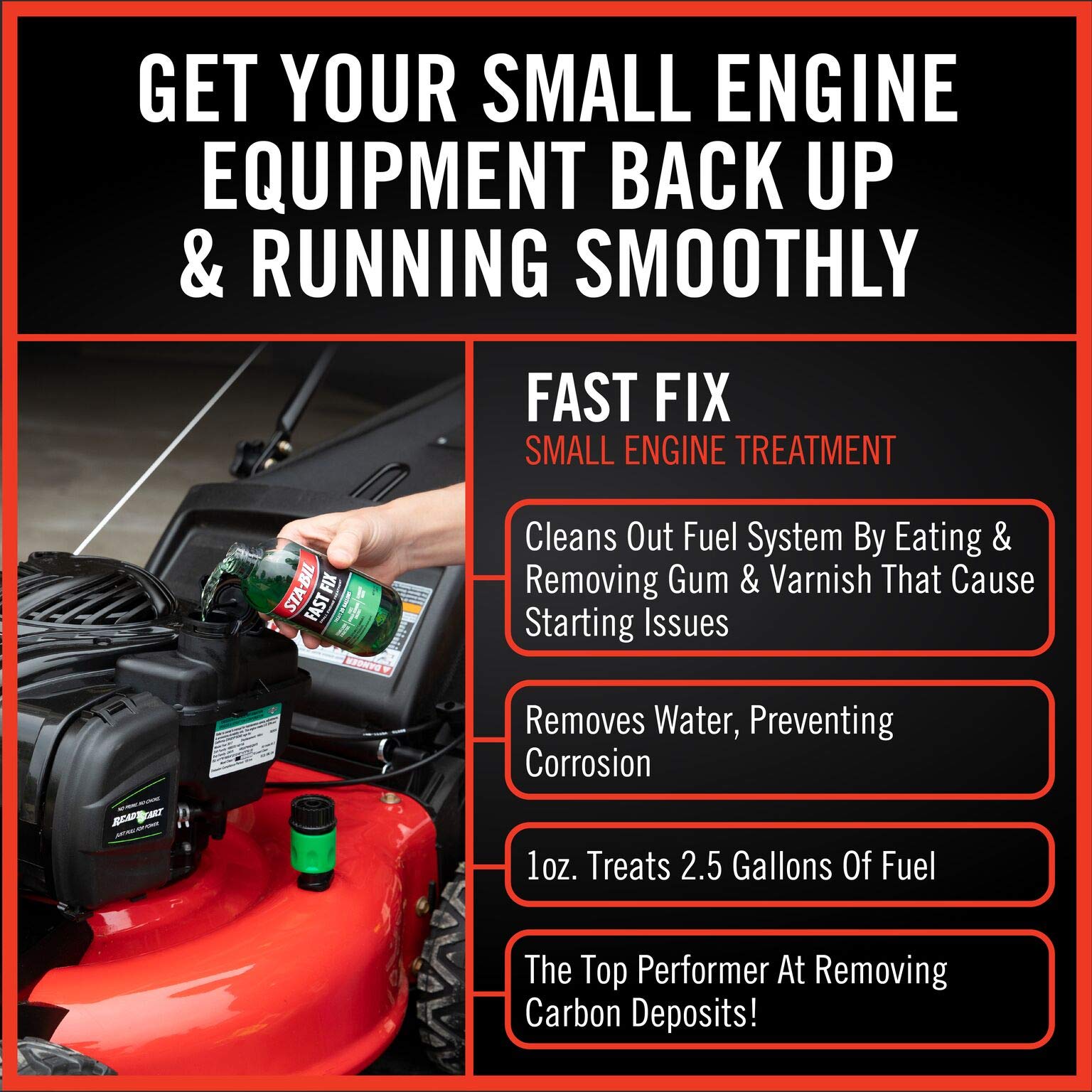 STA-BIL Fast Fix Small Engine Treatment - 8oz (12 Pack) | Carburetor & Fuel Injector Cleaner for Rough Running Engines | Eliminates Water & Improves Performance | Ideal for Lawn Mowers, Generators & Outdoor Power Equipment