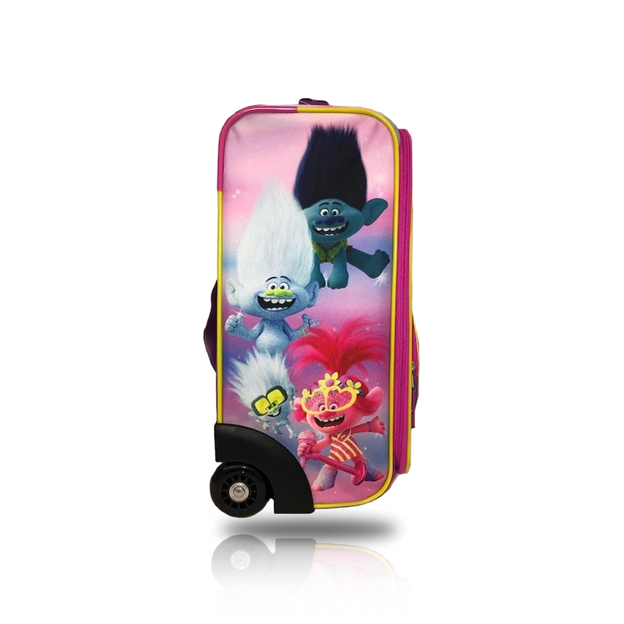 Trolls World Tour 18 Inch Softside Wheeled Carry-On Luggage - Lightweight Rolling Suitcase for Kids Travel, School Trips & Family Vacations