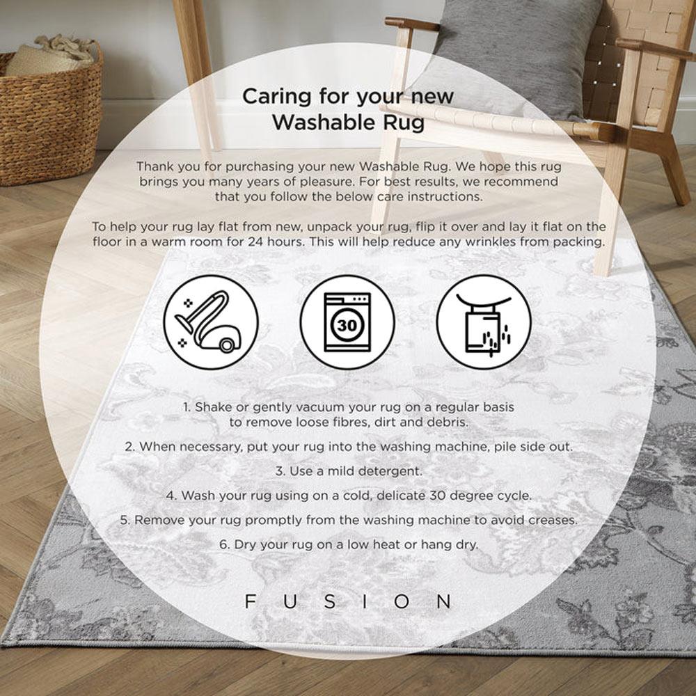 Fusion Faraday Washable Rug - Blue | Waterproof & Anti-Slip Area Rug for Living Room, Bedroom, Kitchen | Machine Washable Indoor Outdoor Carpet