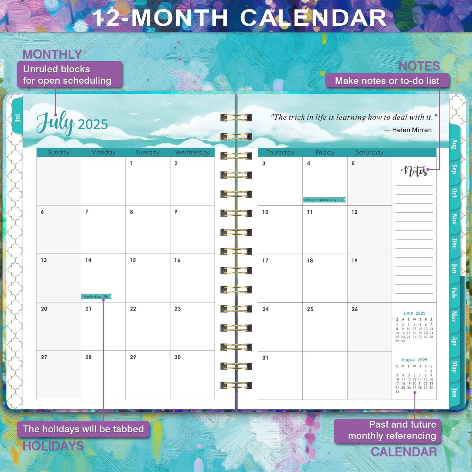 2025-2026 Academic Planner | July 2025 to June 2026 | Weekly & Monthly Organizer with Tabs | 6.3