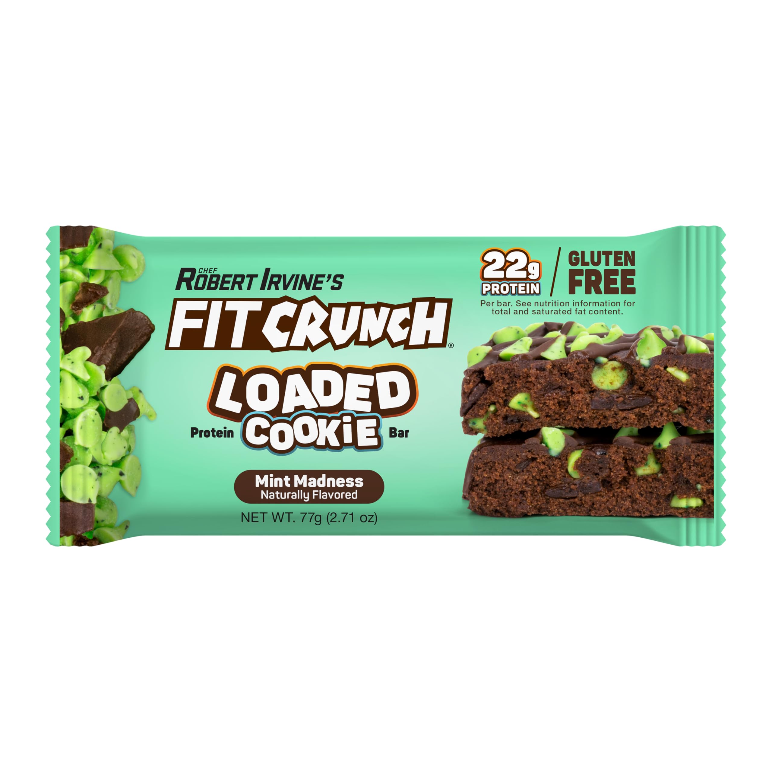 FITCRUNCH Loaded Cookie Protein Bar - High Protein, Gluten Free, Low Sugar Snack (12 Bars, Mint Madness) | Post-Workout Recovery, Healthy On-The-Go Breakfast & Energy Boost for Fitness Lovers