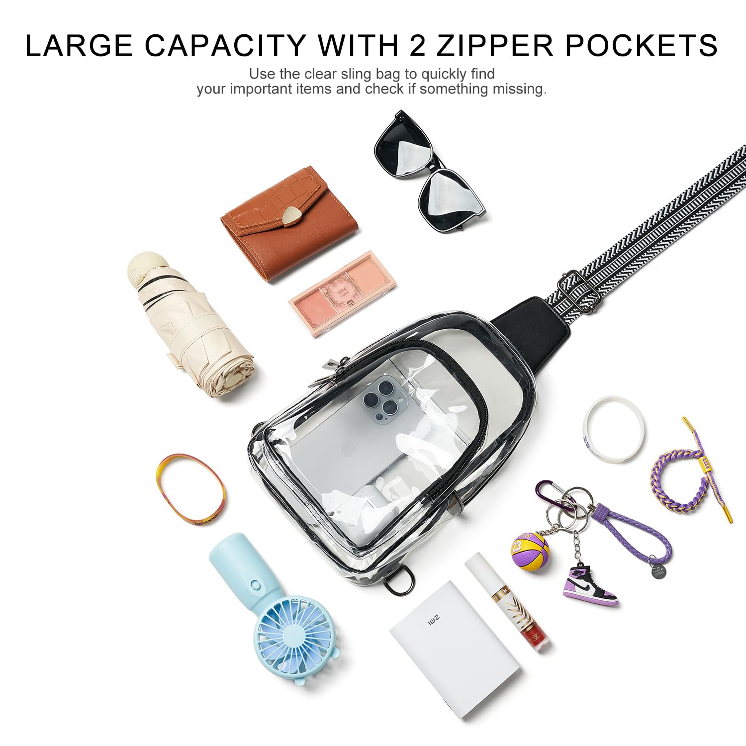 **Clear Stadium Bag for Women - Transparent Crossbody Purse for Concerts, Sports Events & Security Check - Perfect for Music Festivals, NFL Games & Theme Parks**