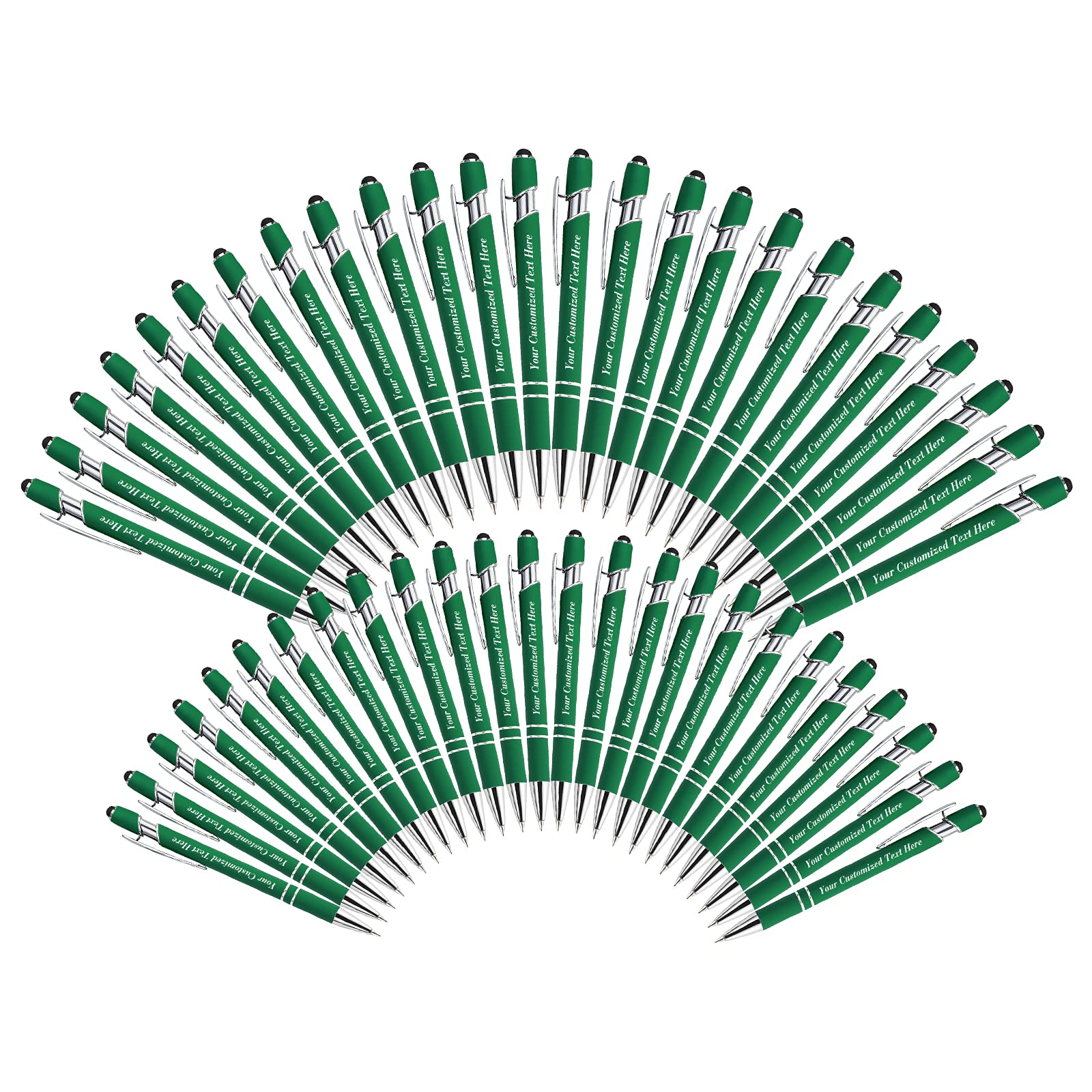 Custom Engraved Pens with Name - 0.5mm Stylus Ballpoint Pen for Office, School & Business Gifts - Soft Touch Writing - Bulk 100PCS Dark Green - Perfect for Corporate Promotions, Graduation Gifts & Everyday Use