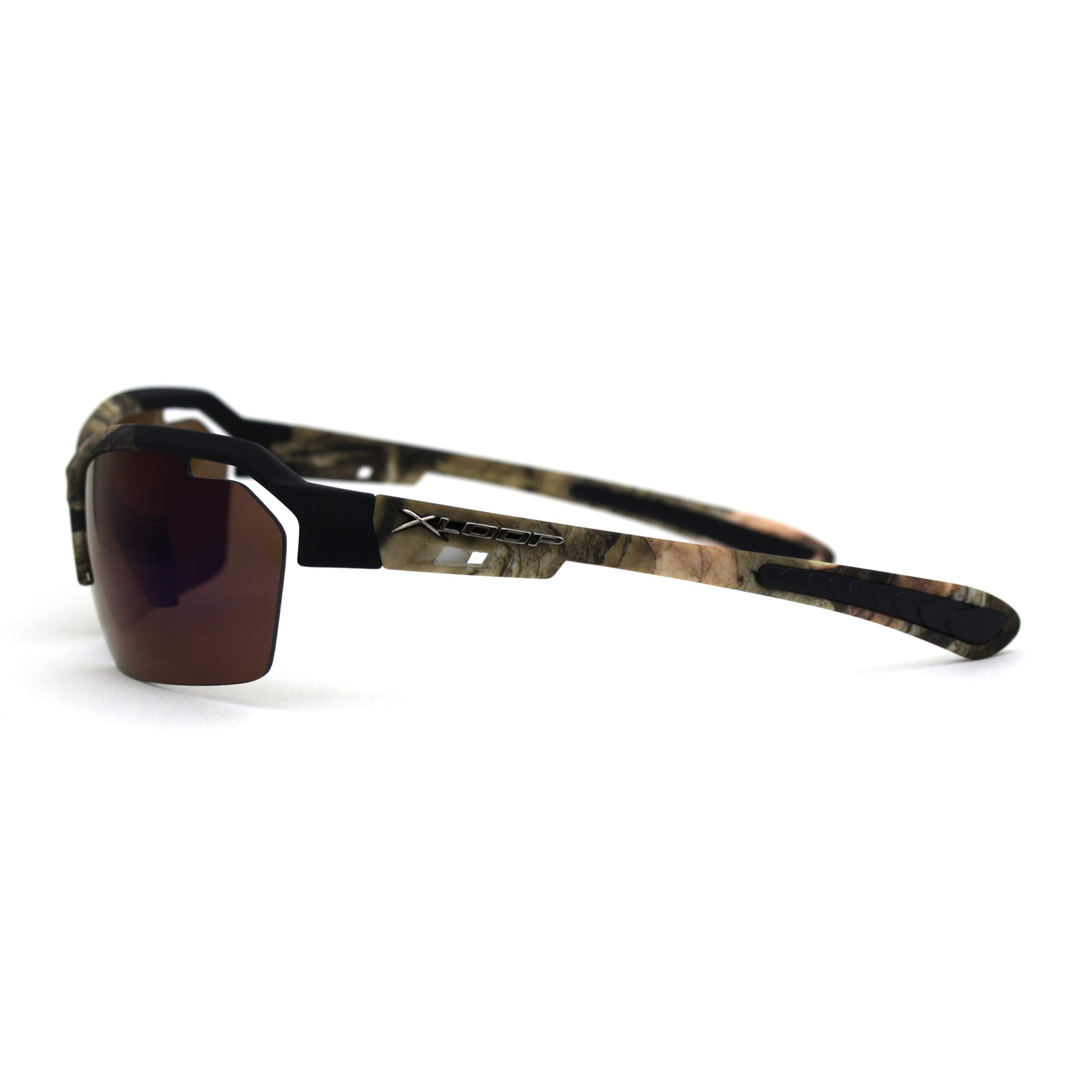 Men's Xloop Hunters Foliage Camo Half Rim Plastic Sunglasses - Lightweight Polarized UV Protection for Outdoor Activities, Hunting, Fishing & Driving