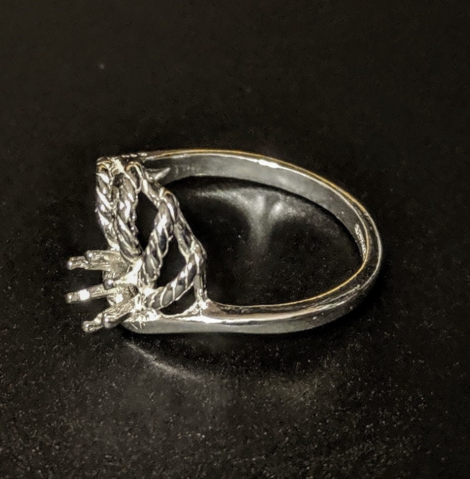 Sterling Silver or 14K Gold 4-6mm Round Women's Rope Swirl Pre-Notched Blank Ring Size 6-8 (Setting 163/263 & 143/263) - Perfect for Jewelry Making, DIY Crafts, and Gift Giving