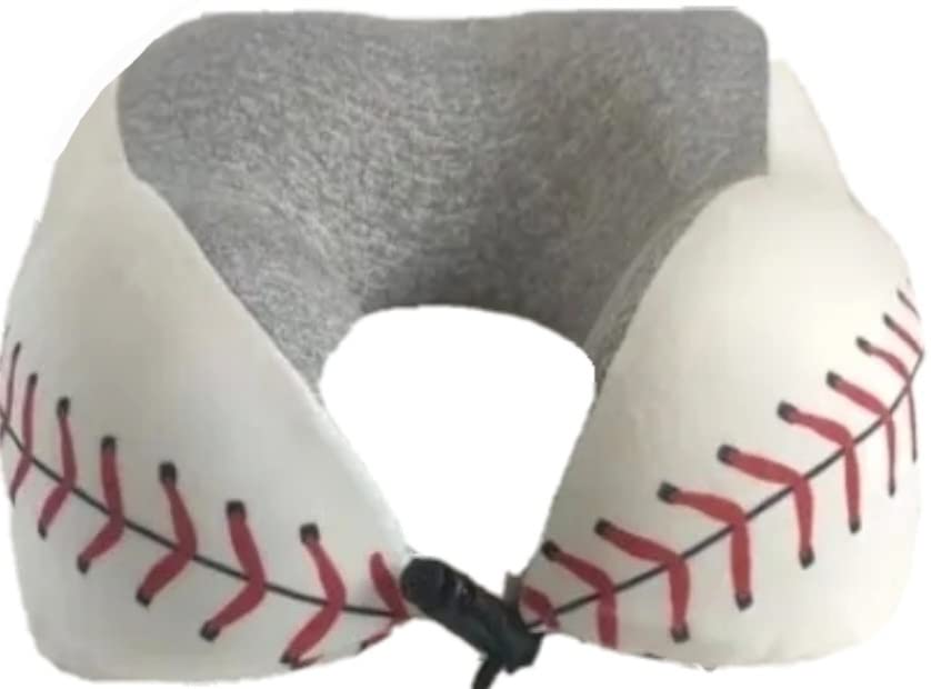Baseball Neck Pillow for Travel - Memory Foam Neck Rest with American Sports Design, Washable Cover - Perfect for Airplane, Car & Home Use - Softball & Baseball Fans Gift Idea