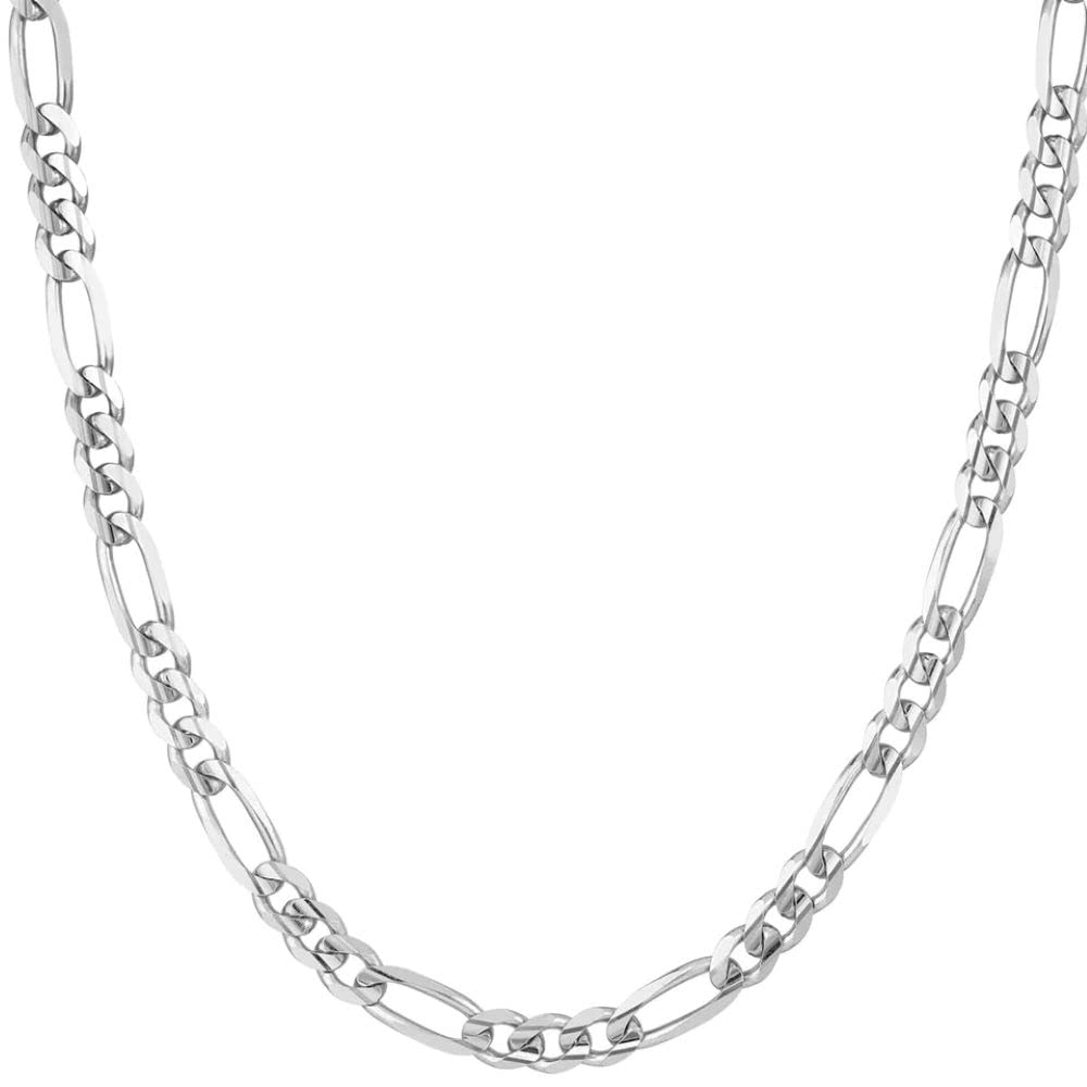 Verona Jewelers 925 Sterling Silver Men's Figaro Chain Necklace 8.5MM-10.5MM - Italian Made 20-30 Inch Adjustable Length for Gifts, Weddings & Everyday Wear