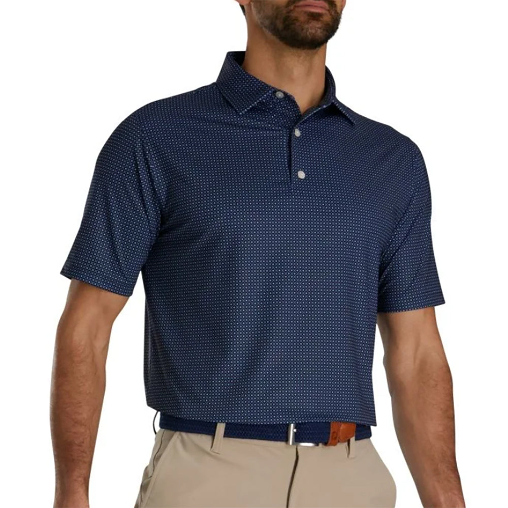 FootJoy Dot Geo Print Men's Golf Polo Shirt - Moisture-Wicking & UV Protection for Comfort on the Golf Course