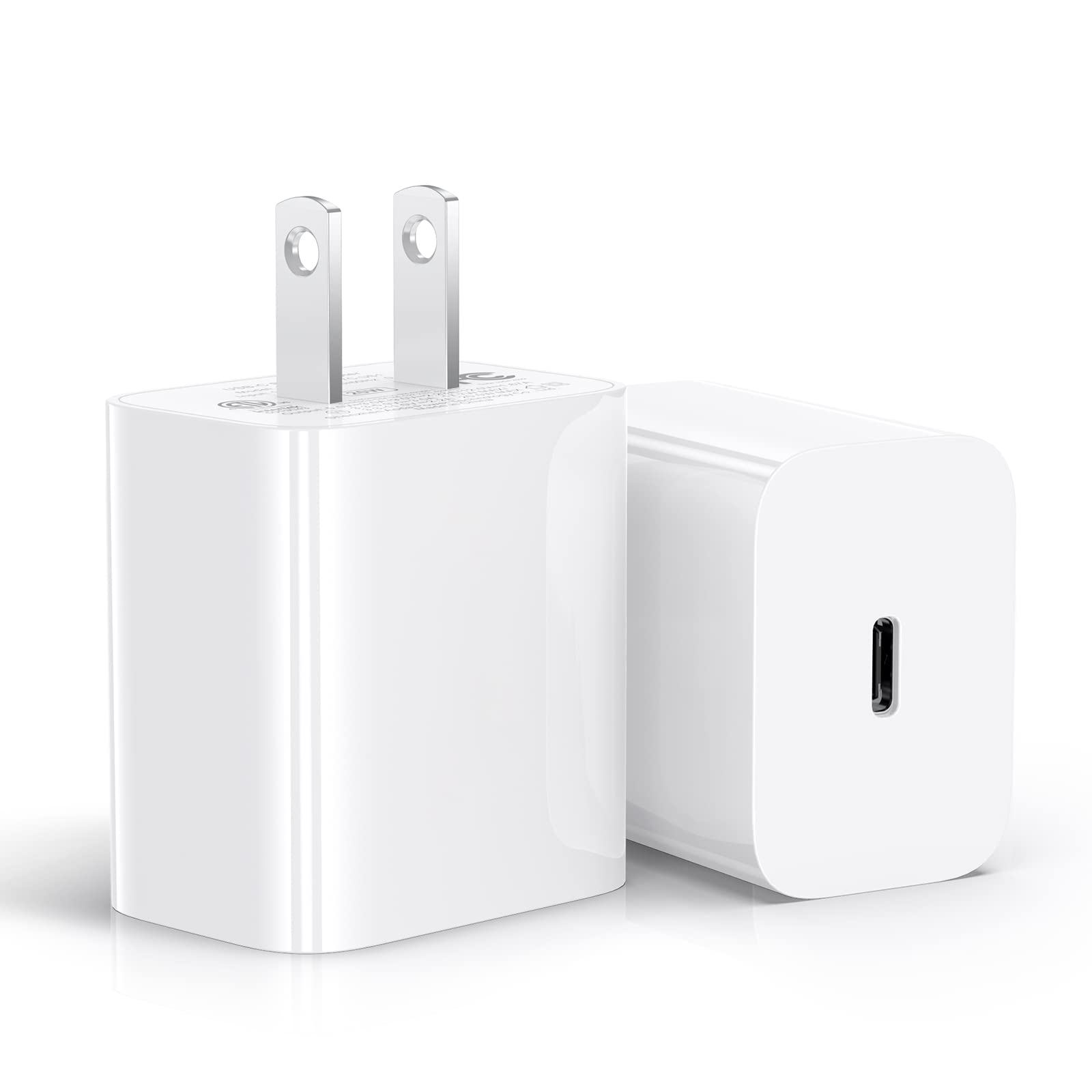 2 Pack 20W USB C Wall Charger Fast PD Charging Block - Compatible with iPhone 14/13 Series, Samsung Galaxy S21/S20/Note 20/10, iPad Pro/Mini/Air - Perfect for Home, Office & Travel Charging Needs