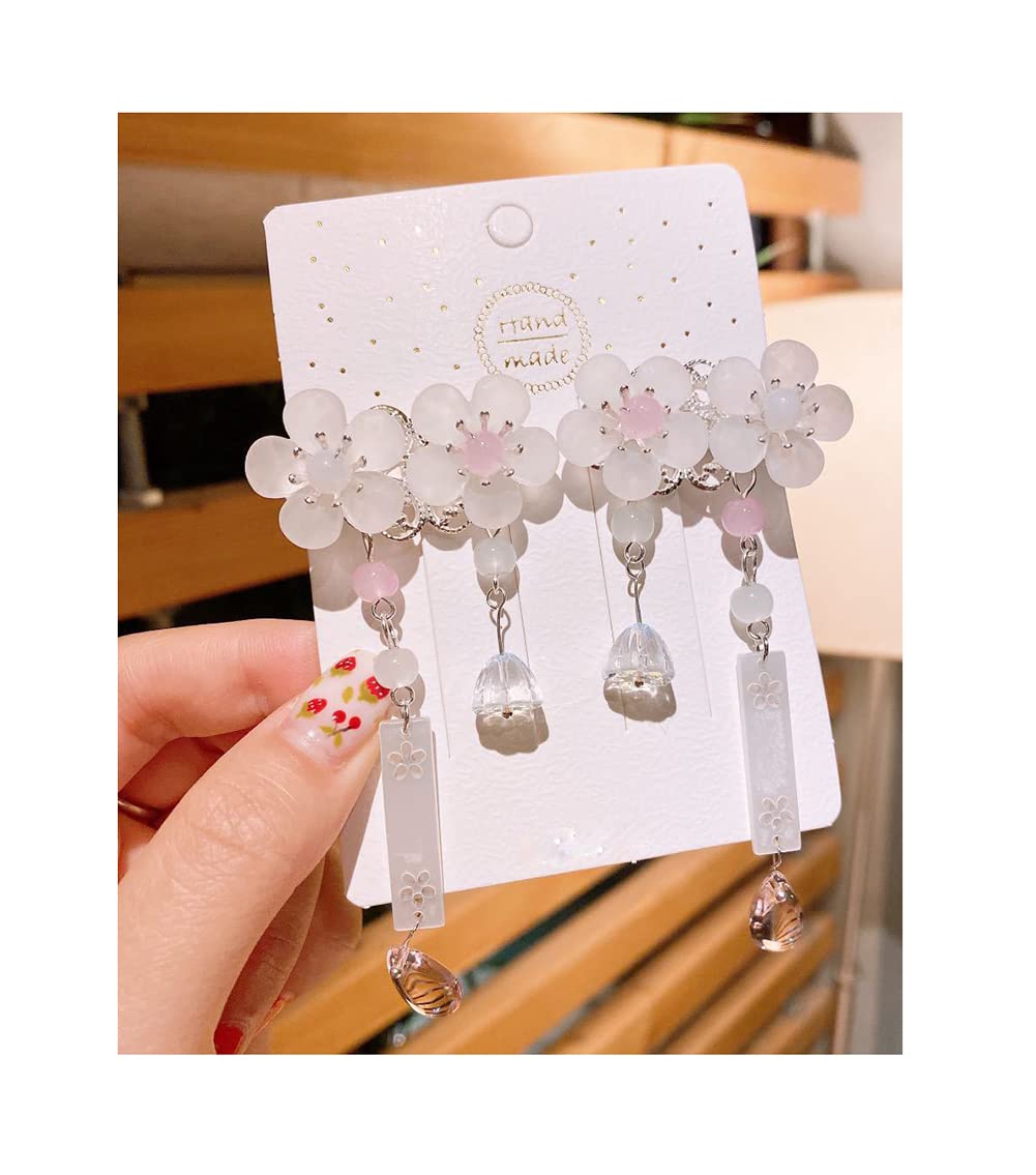 2 Pcs Floral Tassel Hair Clips for Women & Girls - Hair Accessories for Parties & Weddings