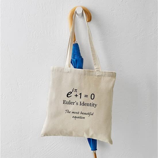 Beautiful Euler's Identity Tote Bag - Natural Canvas Reusable Shopping Bag for Math Enthusiasts, School, Groceries & Eco-Friendly Lifestyle