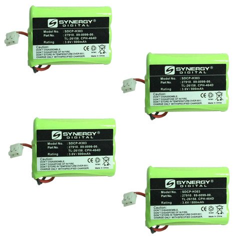 Synergy Digital Cordless Phone Batteries - 4 Pack Ni-MH 3.6V 800mAh Replacement Battery for Motorola MD-751 Phone | Ultra High Capacity | Long Lasting Power for Home & Office Use