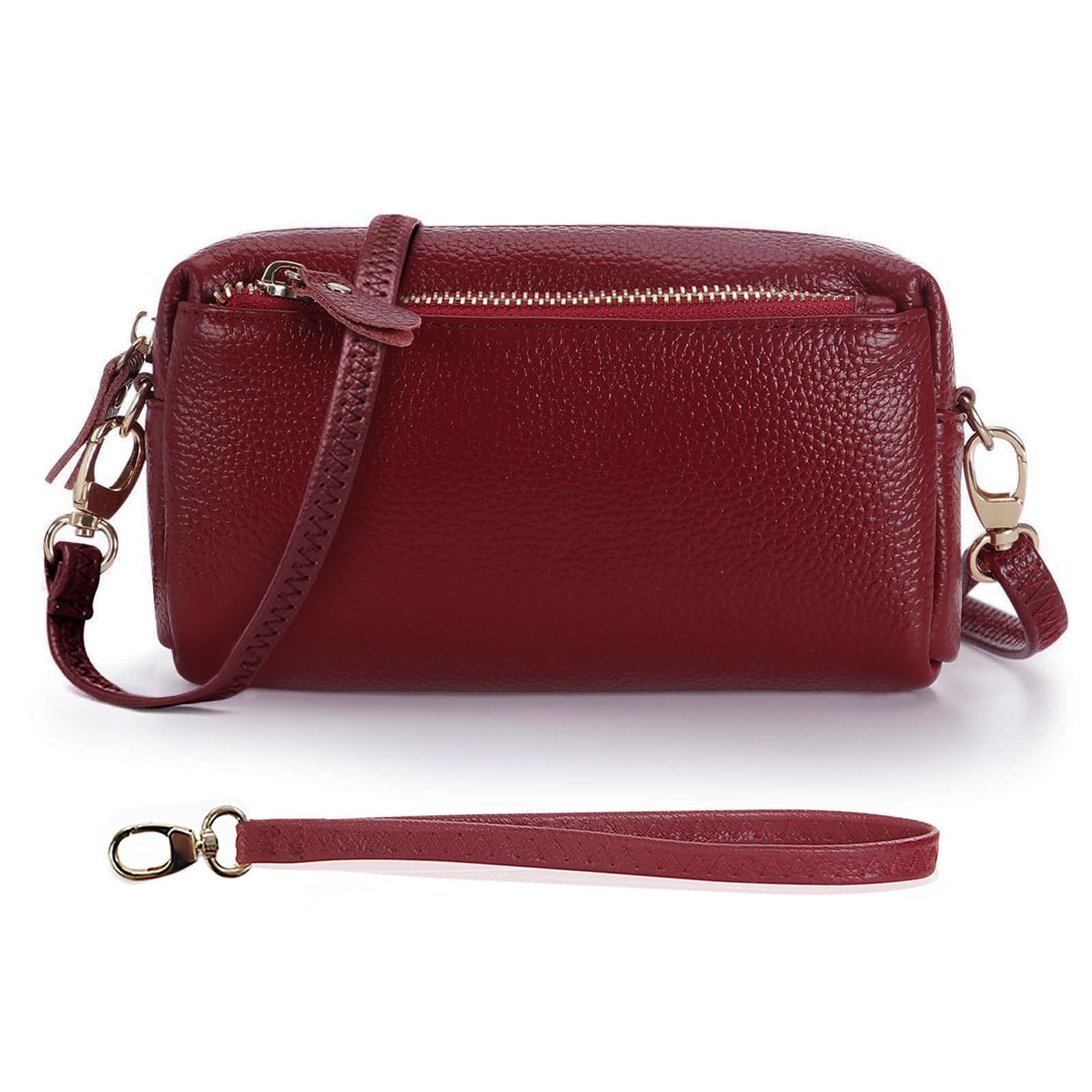 Smith Women's Leather Wristlet Clutch - Crossbody Bag with 2 Straps for Daily Use