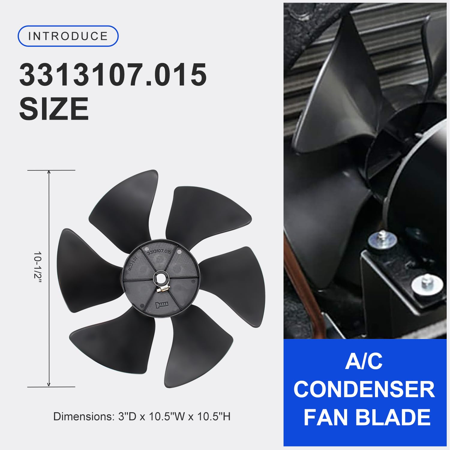 3313107.015 Replacement A/C Condenser Fan Blade - Compatible with Dometic Brisk Air & Duo-Therm RV Heat Pump & Air Conditioner Models 317937.000, 3107914.008 - Perfect for RV Cooling System Maintenance & Repair