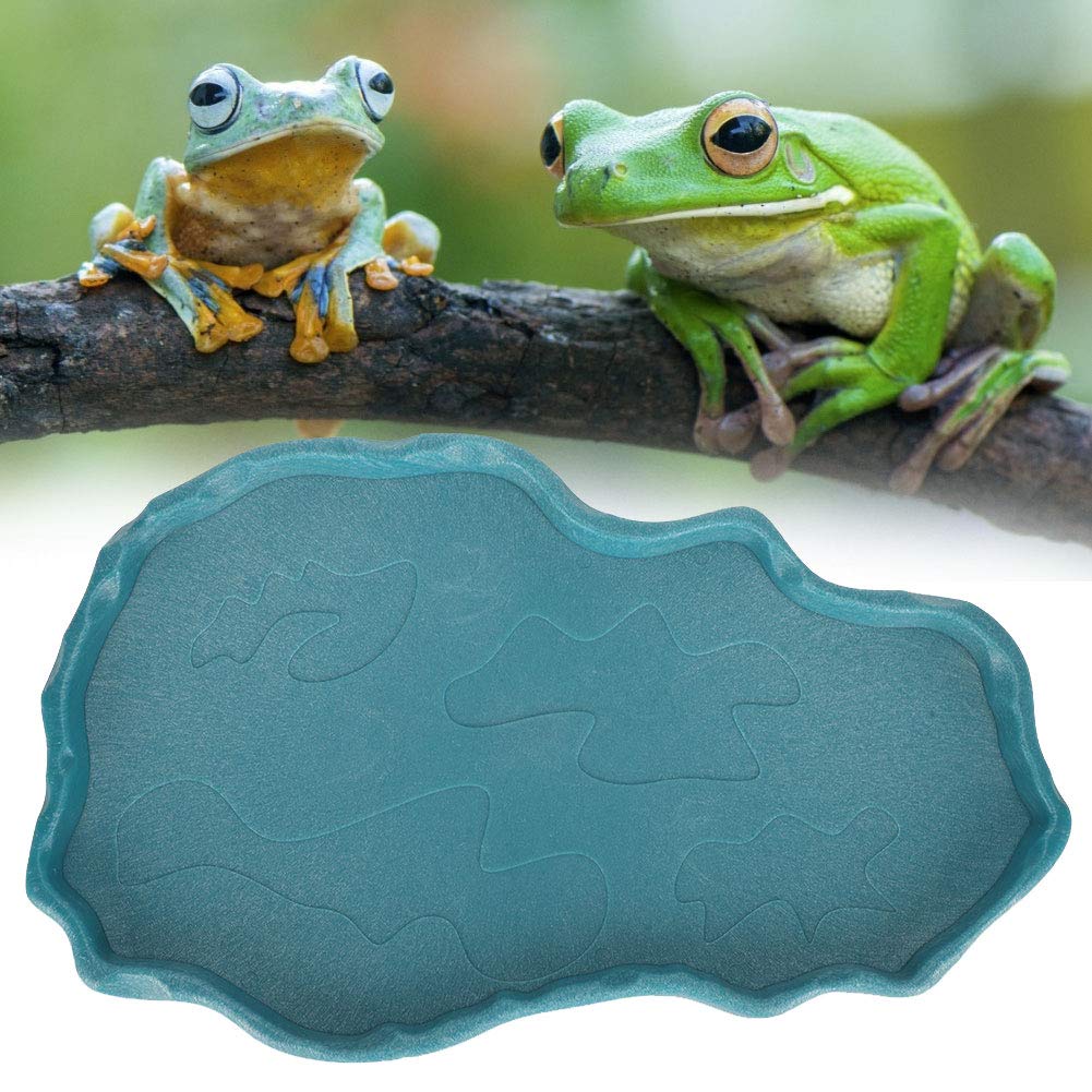 Premium Reptile Feeding Bowl - Durable Plastic Terrarium Dish for Tortoise, Lizard, Iguana, Snake & Frogs - Lake Blue Food & Water Basin - Ideal for Reptile Habitat Decor & Easy Feeding