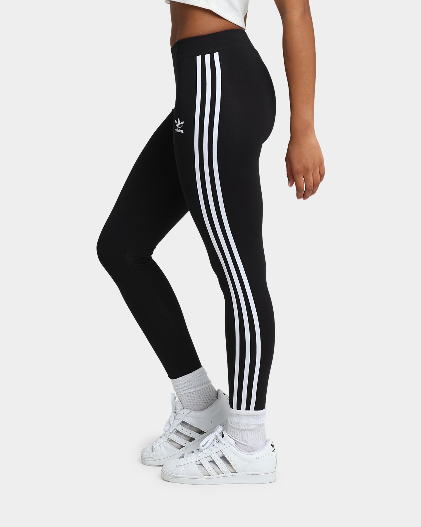 Adidas Women's 3 Stripe Yoga Tights - Black High Waist Workout Leggings for Running, Gym & Lounge