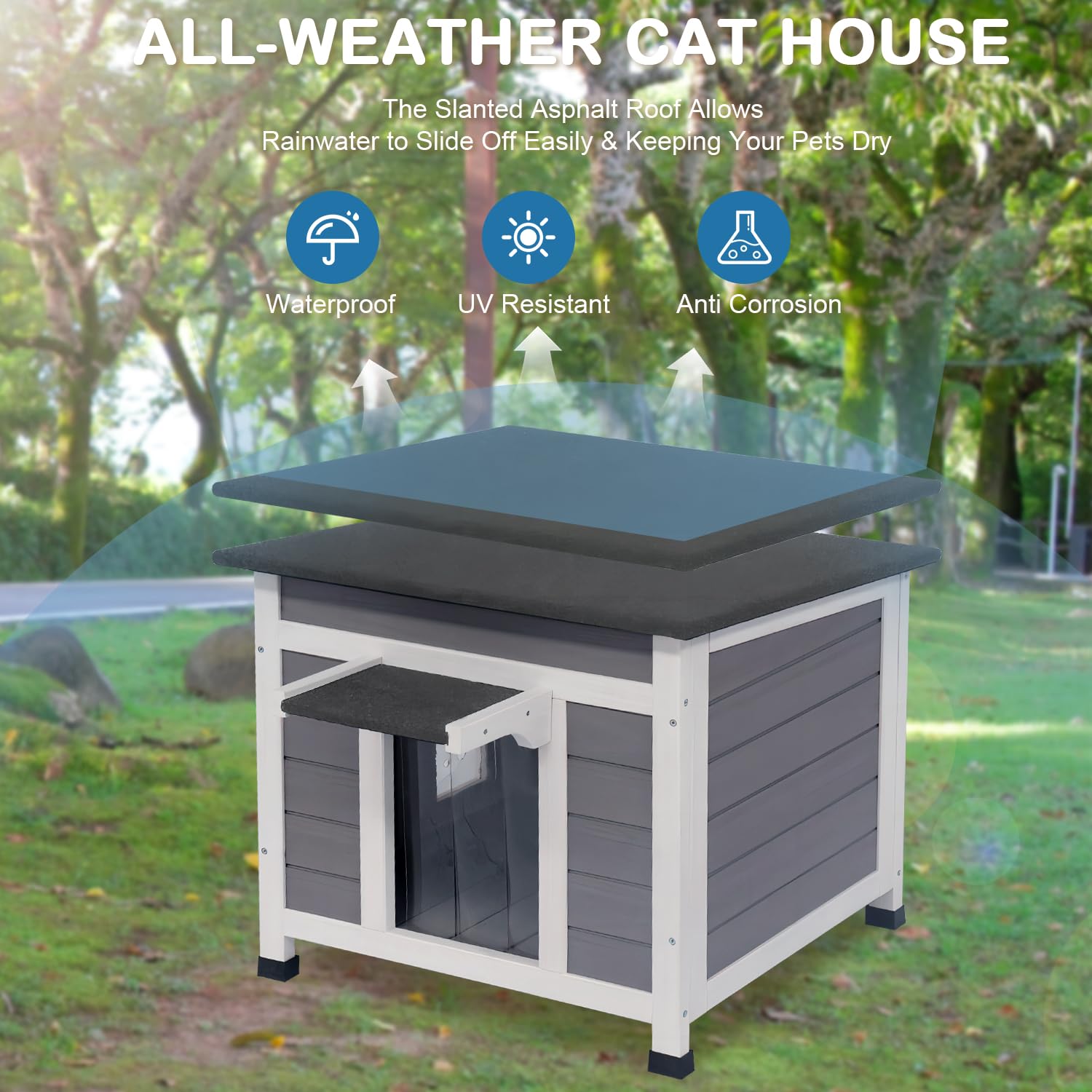 Weatherproof Outdoor Cat House for Feral Cats - Insulated Winter Shelter with Waterproof Design | Perfect for Backyards, Gardens & Cold Weather Protection