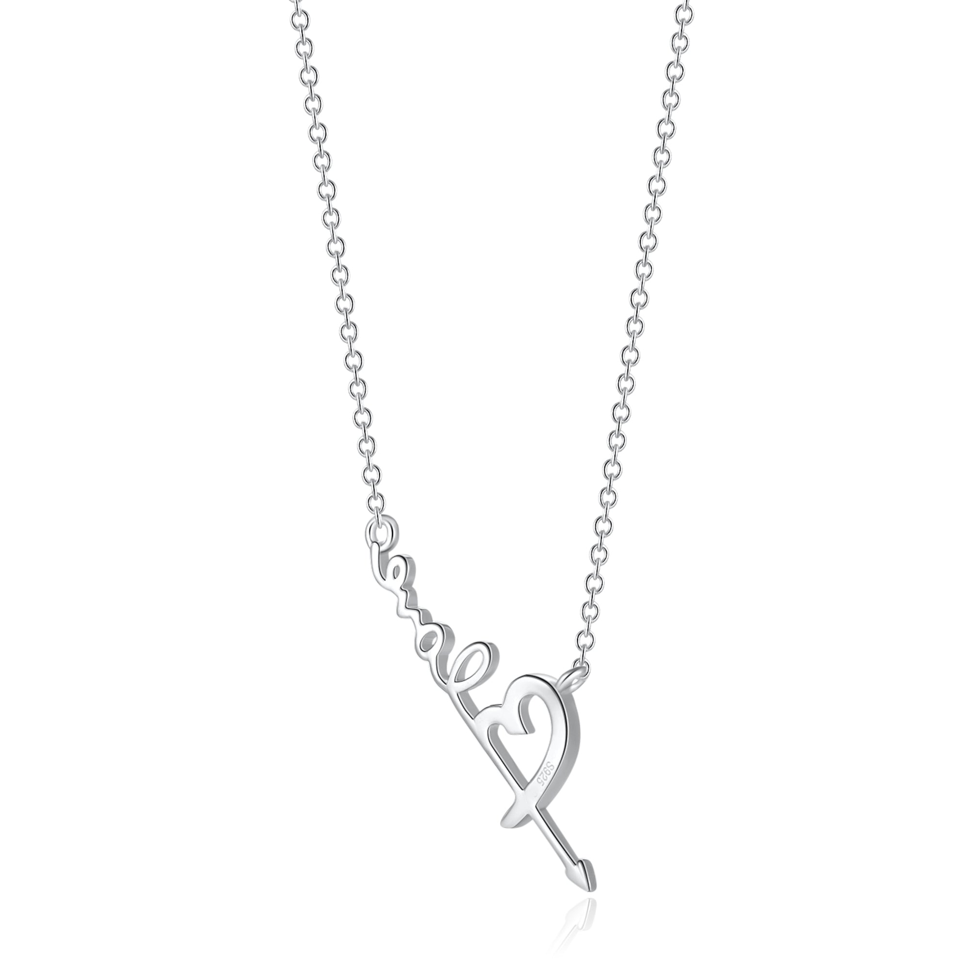 MABELLA 925 Sterling Silver Arrow & Heart Pendant Necklace for Women - 16-18 Inch Adjustable Chain, Elegant Love Jewelry Gift for Girlfriend, Birthday & Anniversary (Perfect for Date Night & Special Occasions)