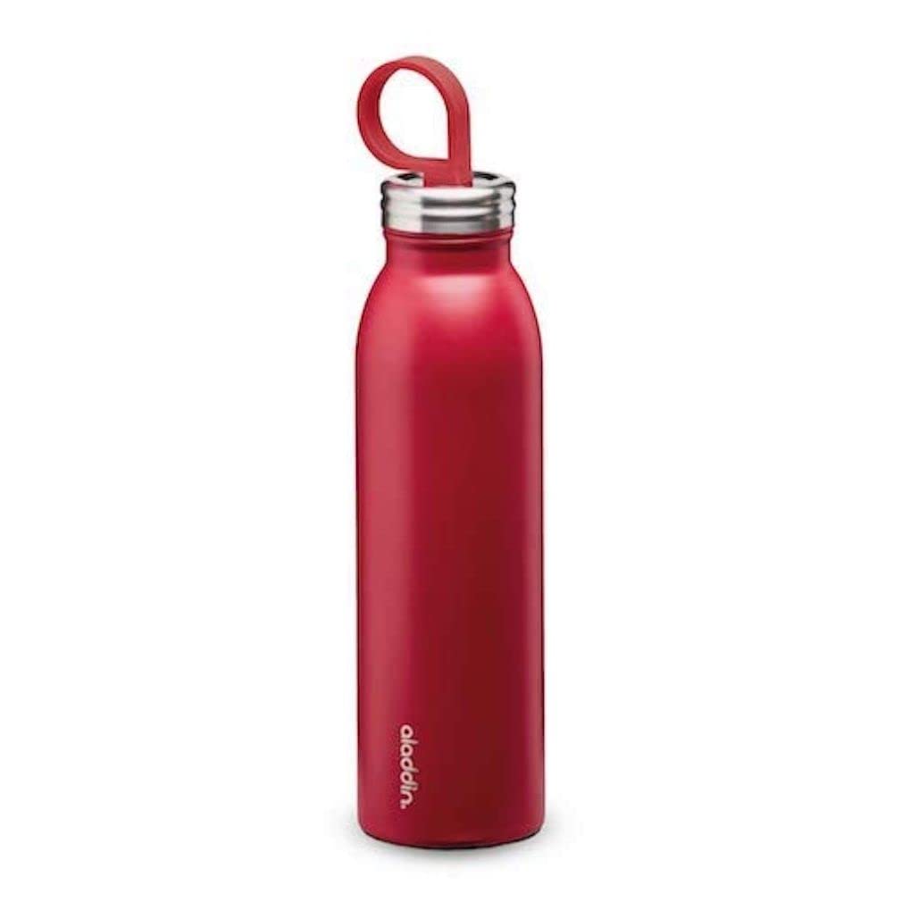 Aladdin Chilled Thermavac 18oz Stainless Steel Water Bottle - Cherry Red Insulated Thermos - Keeps Drinks Cold for 9 Hours - BPA-Free, Leakproof & Dishwasher Safe - Perfect for Hiking, Gym & Office Use