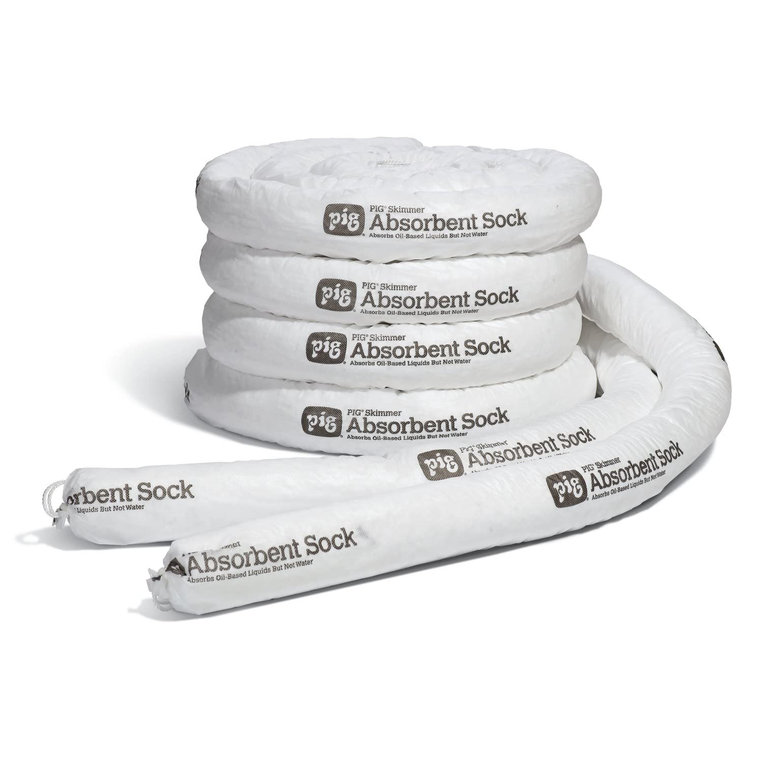 Oil Absorbent Socks for Spill Cleanup - New Pig Skimmer Oil-Only Absorbent Socks (6-Pack) | 2.5 Gallon Capacity | 3