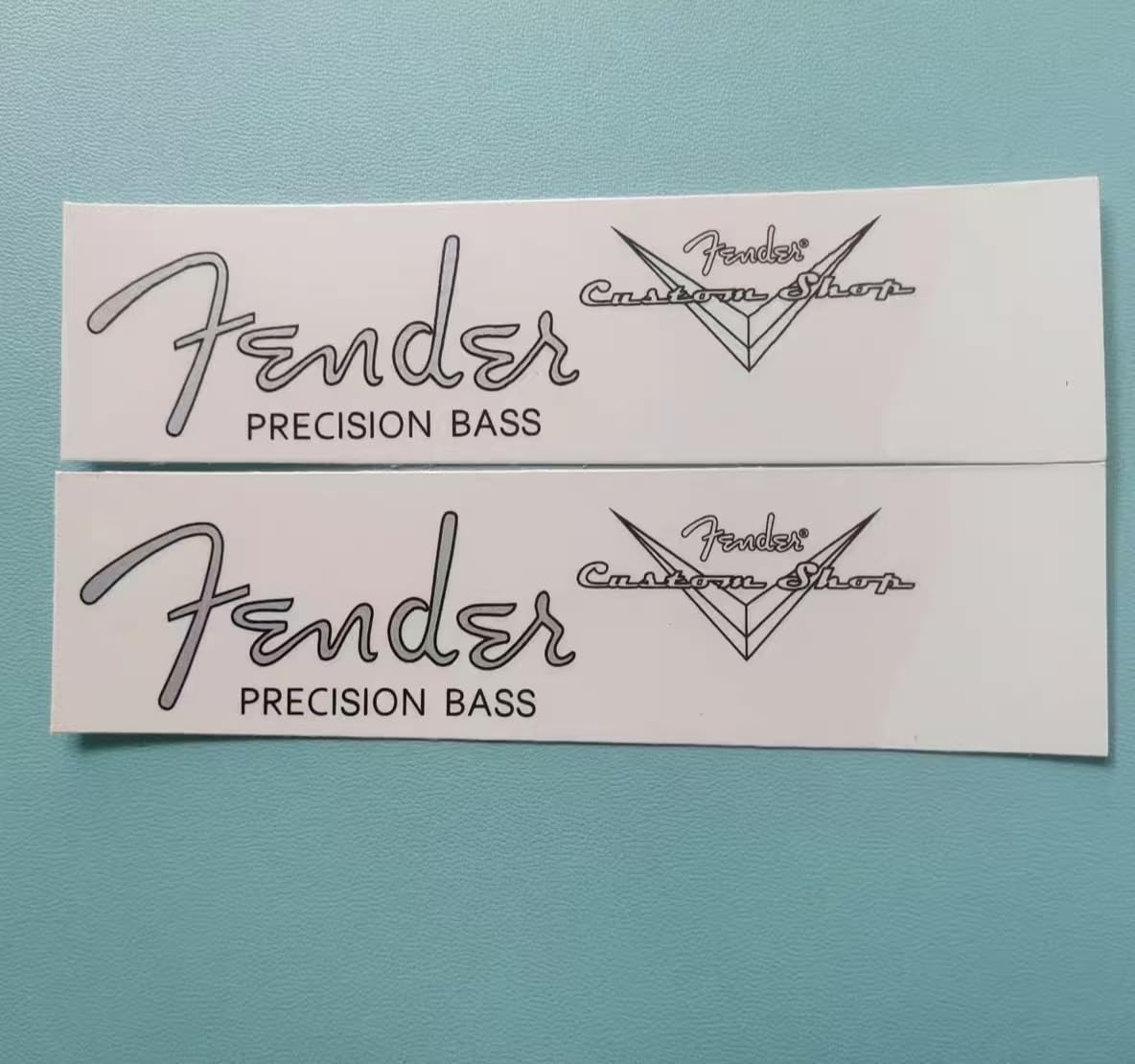 Fender CS P Bass Logo Water Transfer Decals - Electric Guitar & Bass Stickers - Removable Trademark Film for Customization | Perfect for DIY Guitar Upgrades, Band Merch & Music Gifts